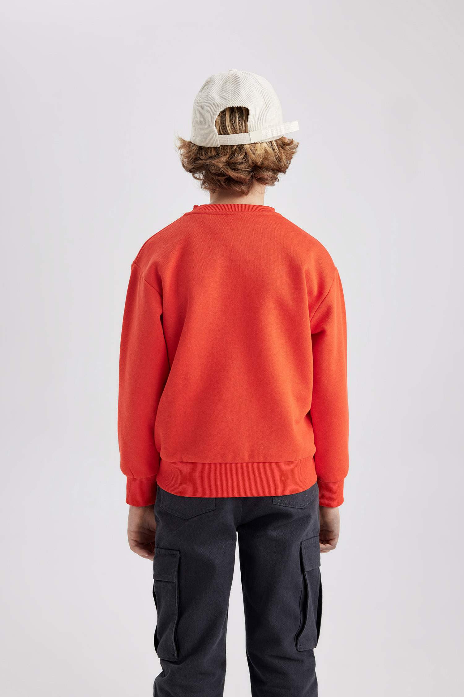 Erkek Çocuk Bisiklet Yaka Basic Düz Sweatshirt