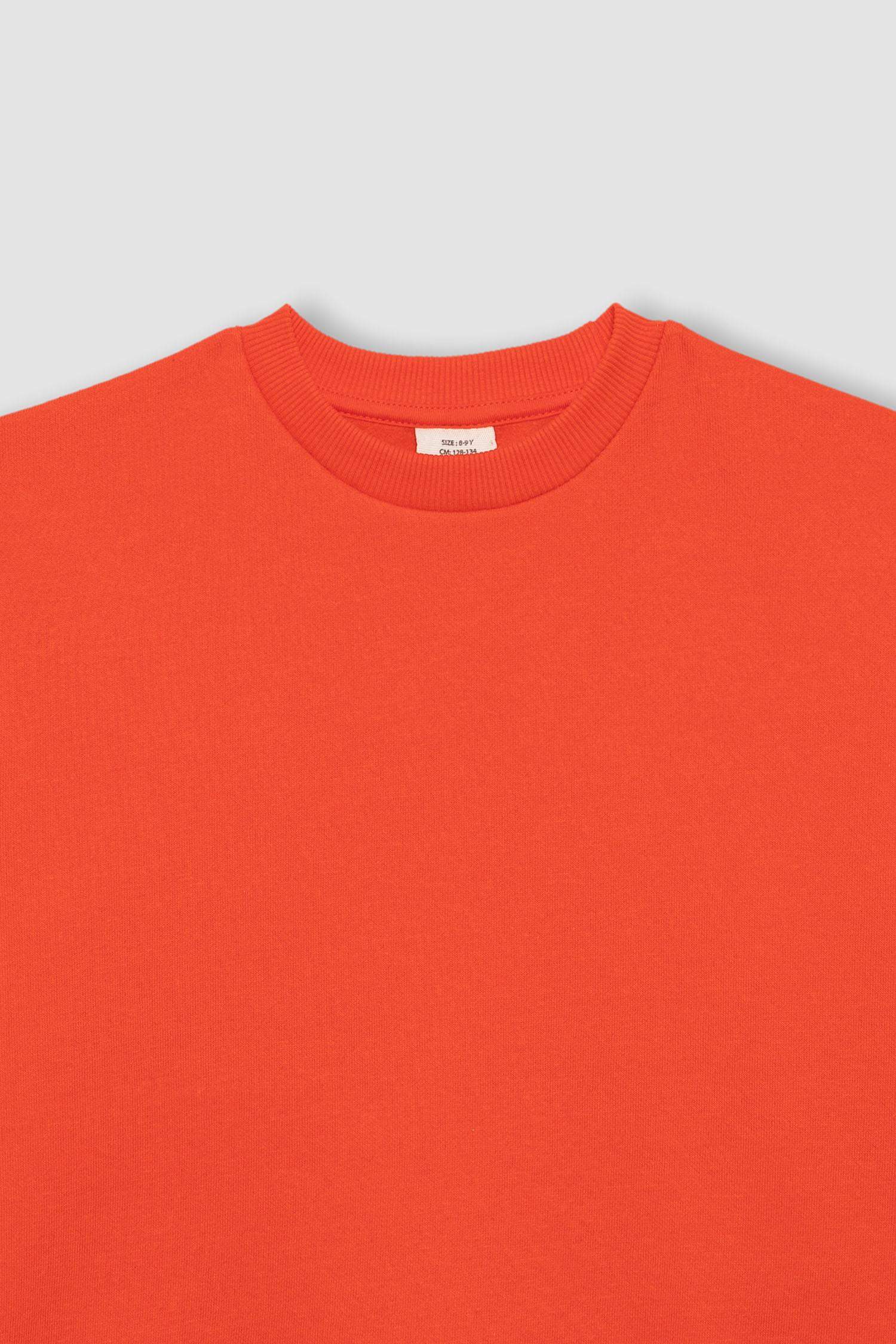 Erkek Çocuk Bisiklet Yaka Basic Düz Sweatshirt