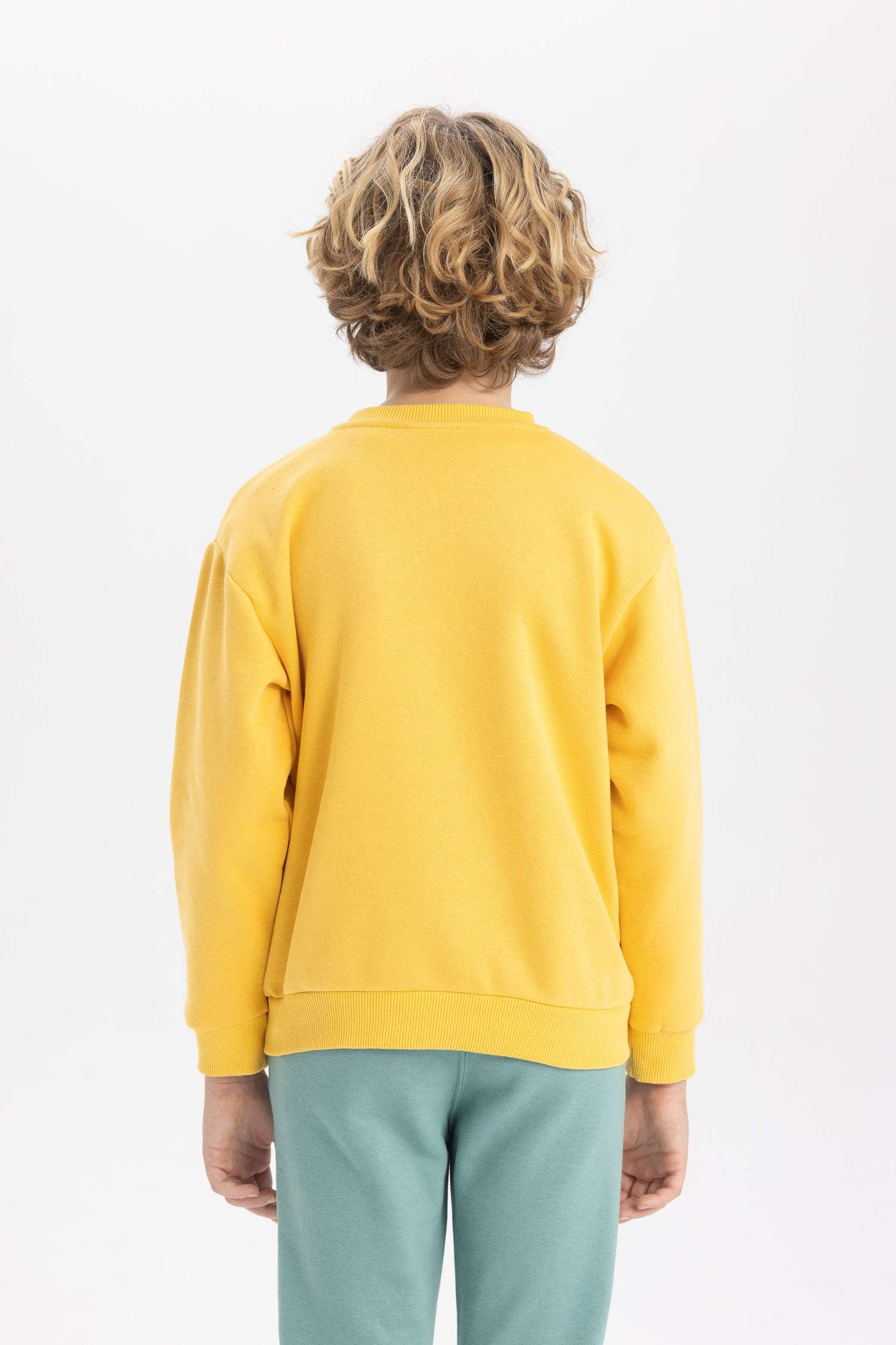 Erkek Çocuk Bisiklet Yaka Basic Düz Sweatshirt