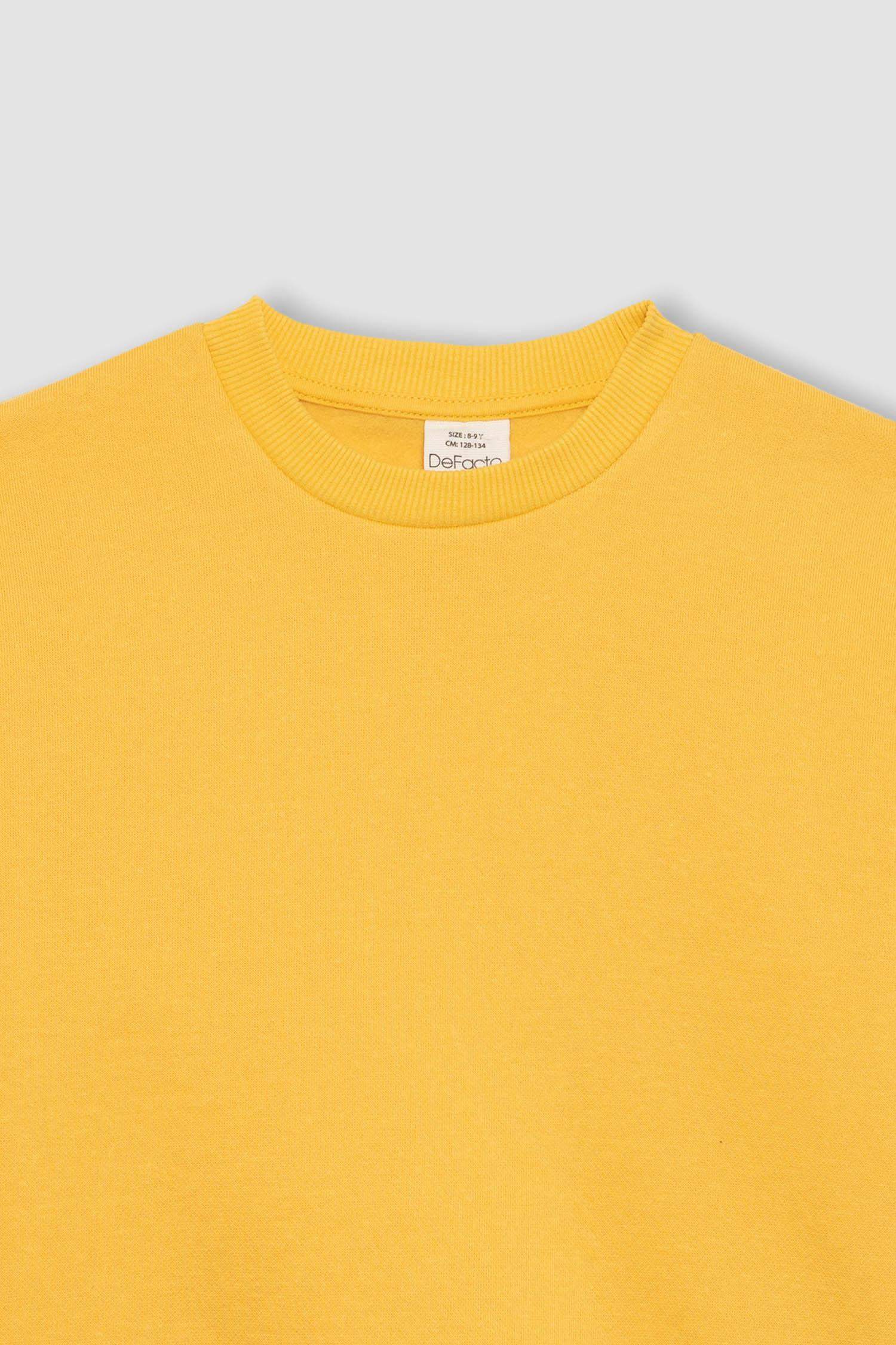 Erkek Çocuk Bisiklet Yaka Basic Düz Sweatshirt