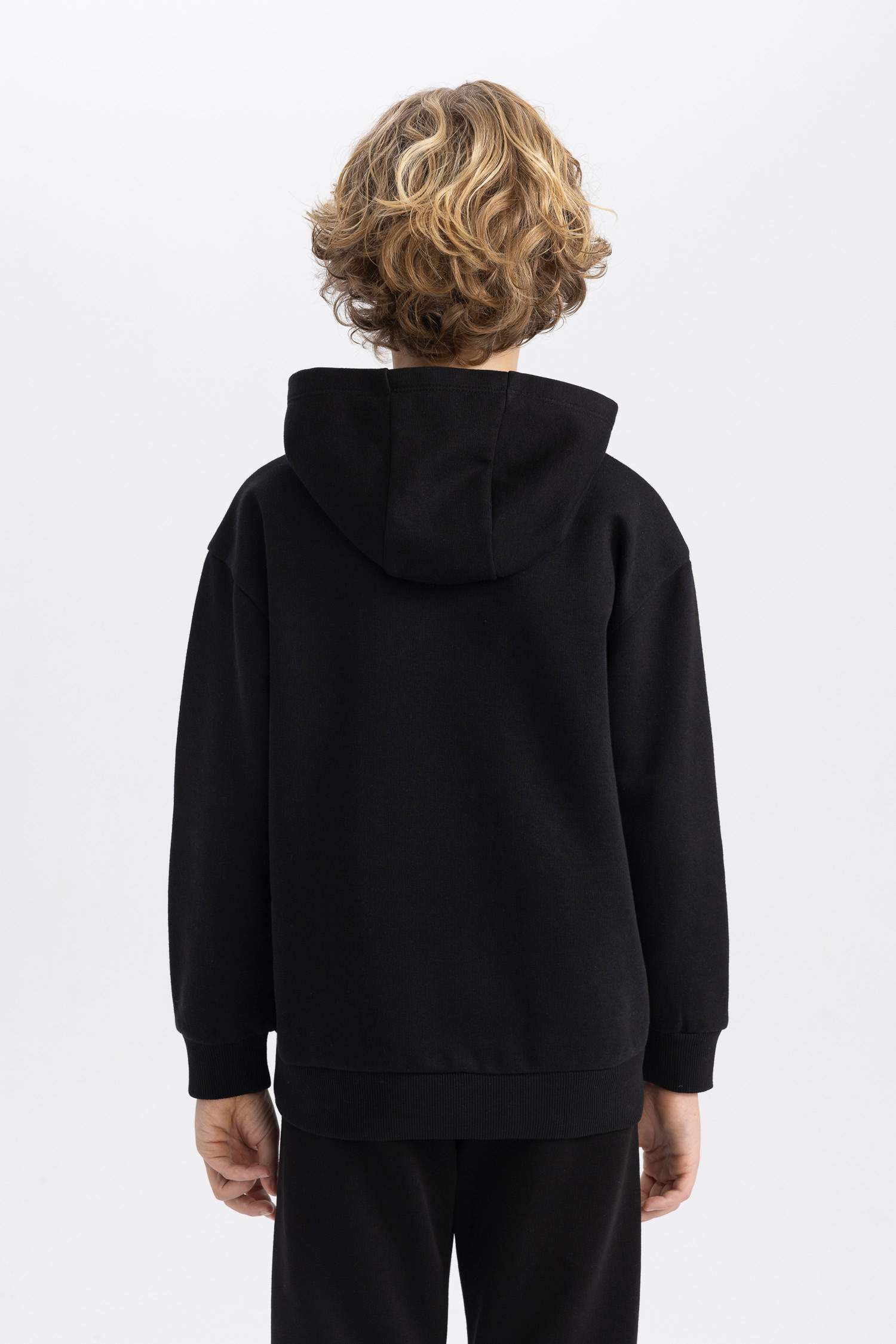 Erkek Çocuk Basic Düz Kapüşonlu Sweatshirt