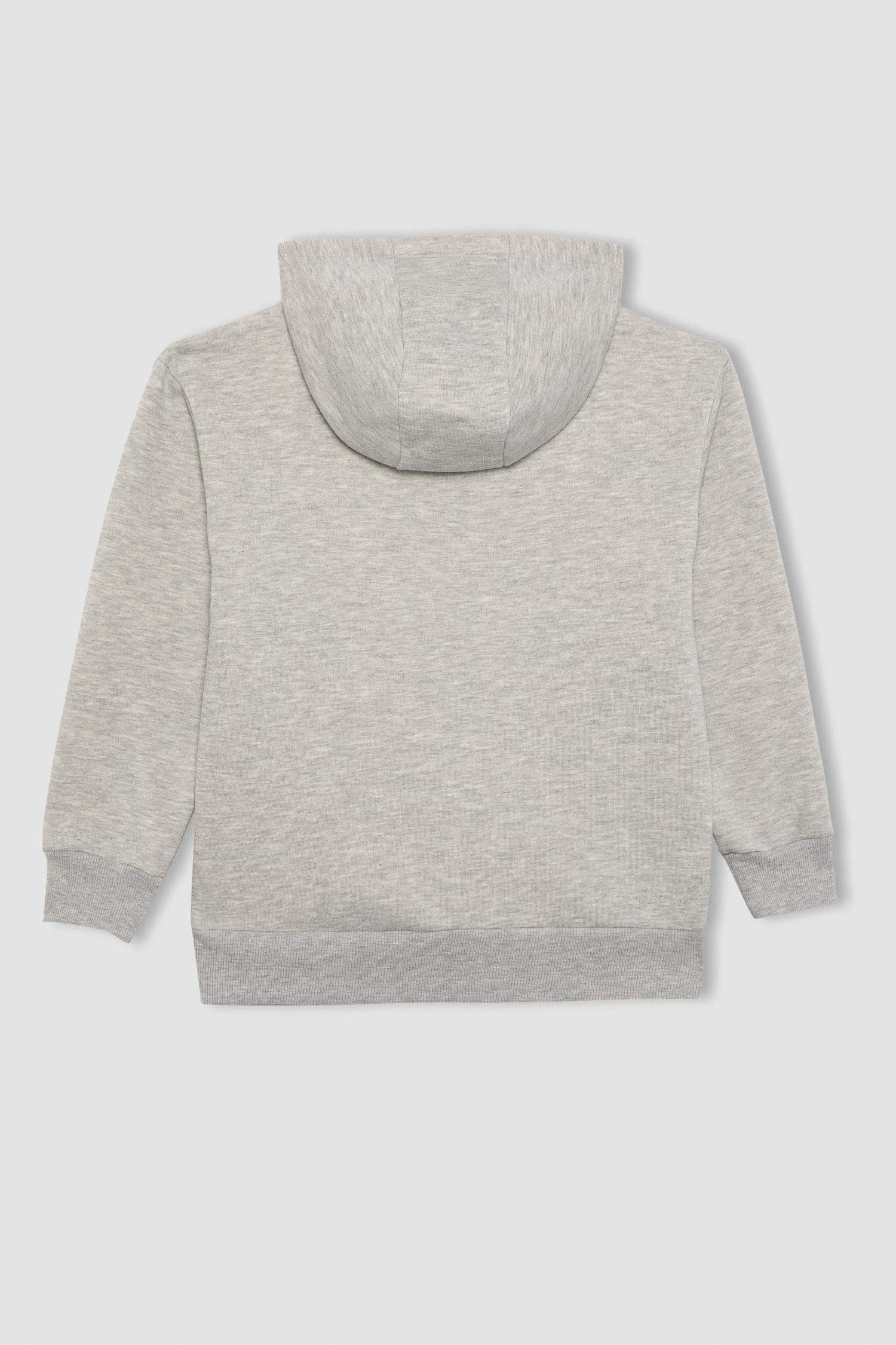 Erkek Çocuk Basic Düz Kapüşonlu Sweatshirt