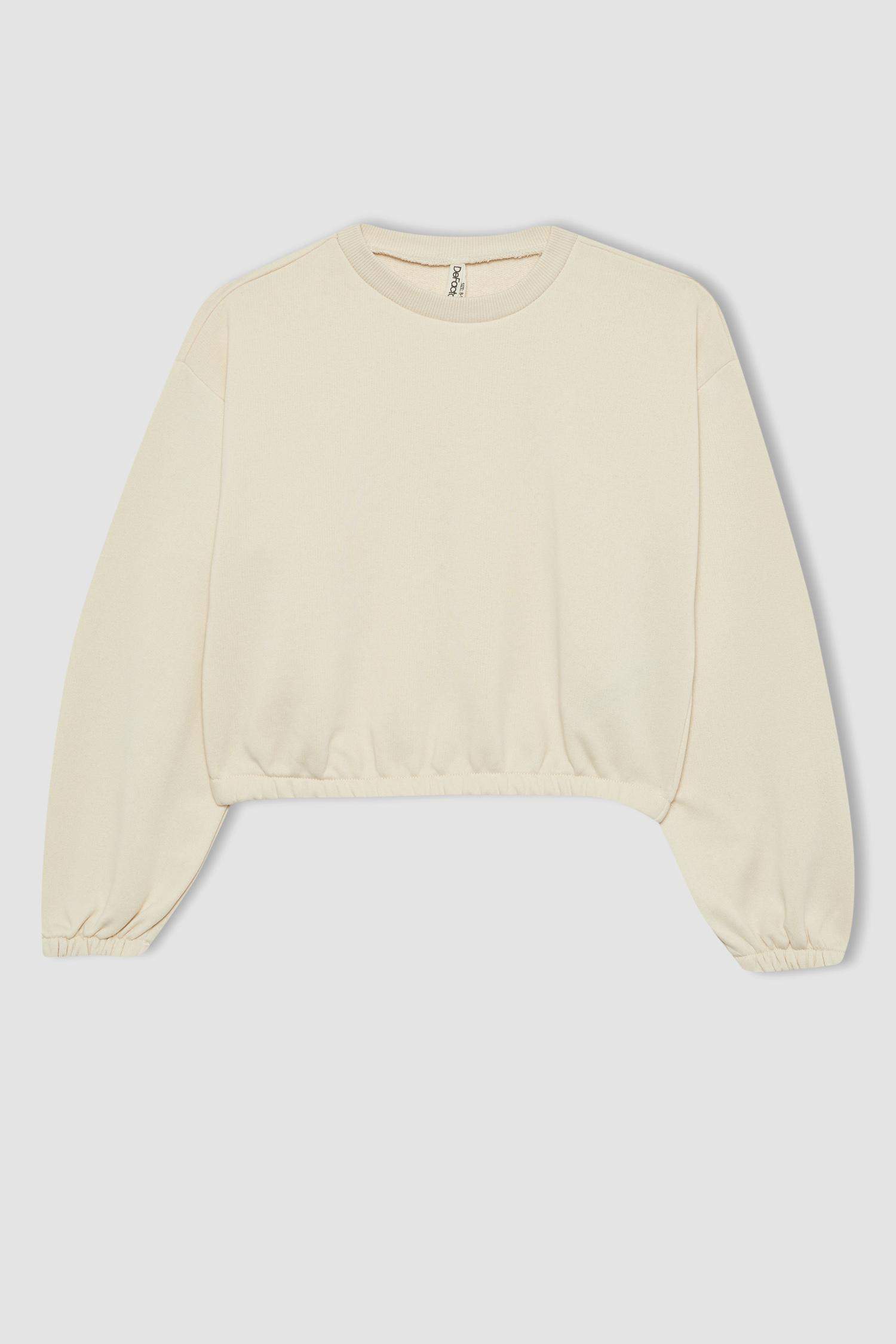 سويت شيرت بناتي سادة قصة عادية بياخة مستديرة