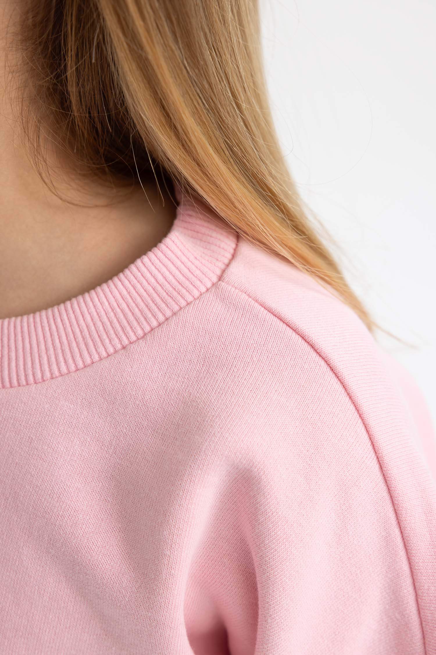 Kız Çocuk Bisiklet Yaka Basic Düz Sweatshirt