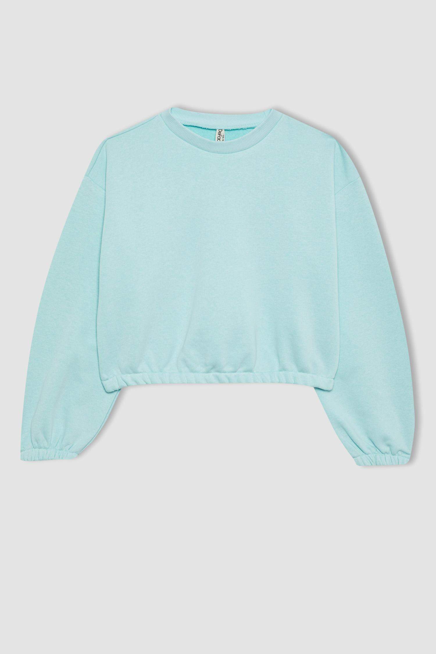 سويت شيرت بناتي سادة قصة عادية بياخة مستديرة