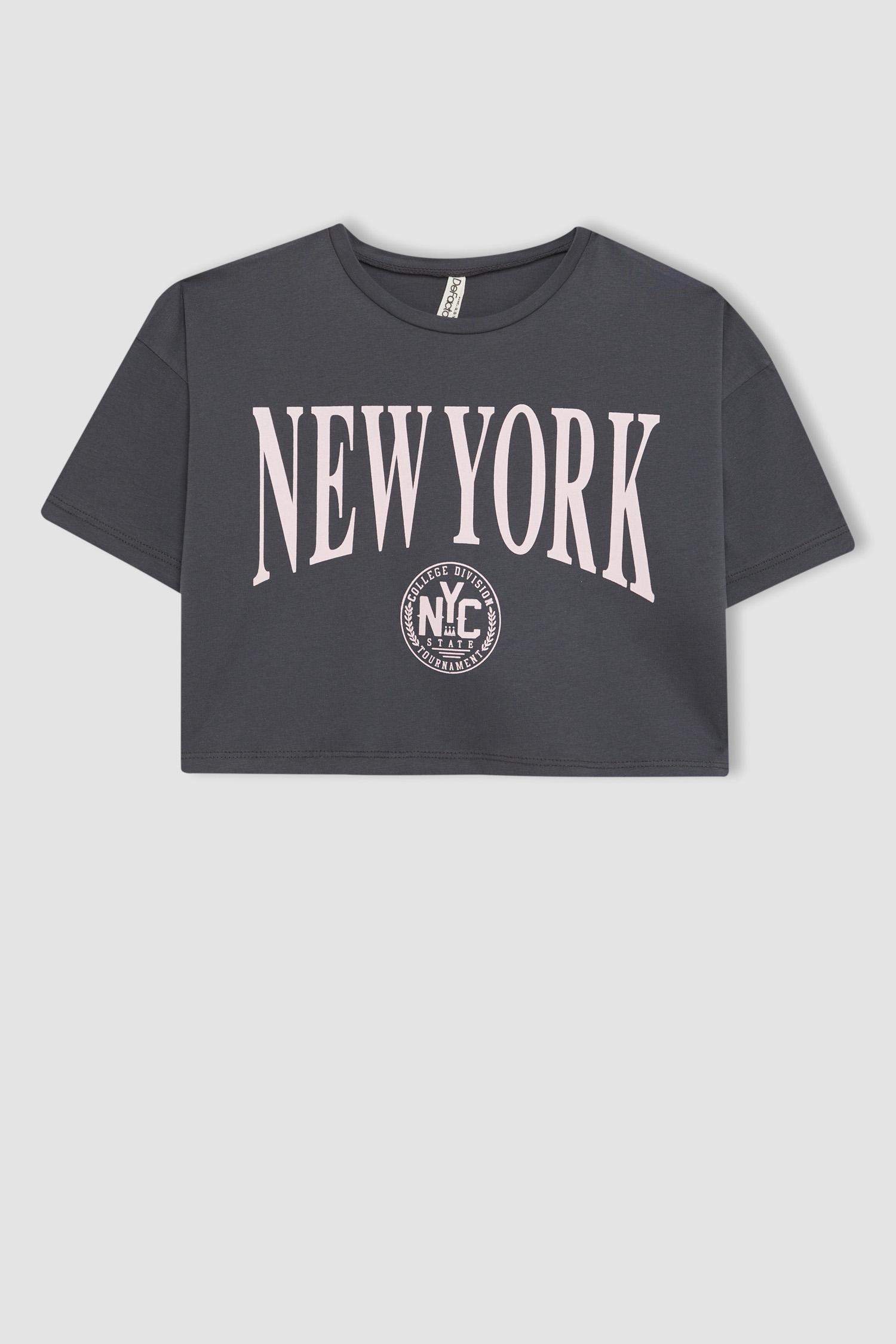 تيشيرت بناتي كروب قصة عادية بياخة مستديرة - قطعتين