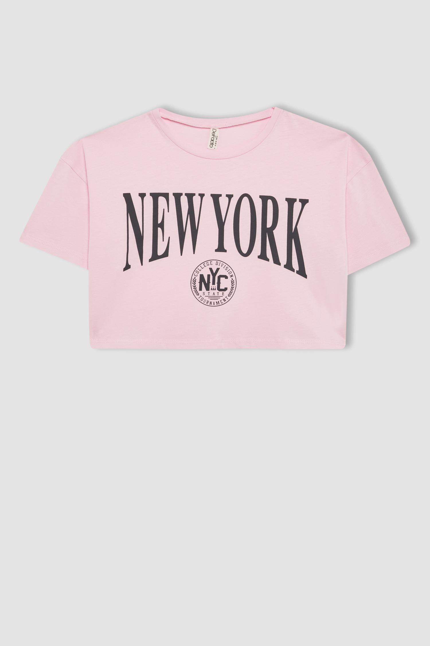 تيشيرت بناتي كروب قصة عادية بياخة مستديرة - قطعتين