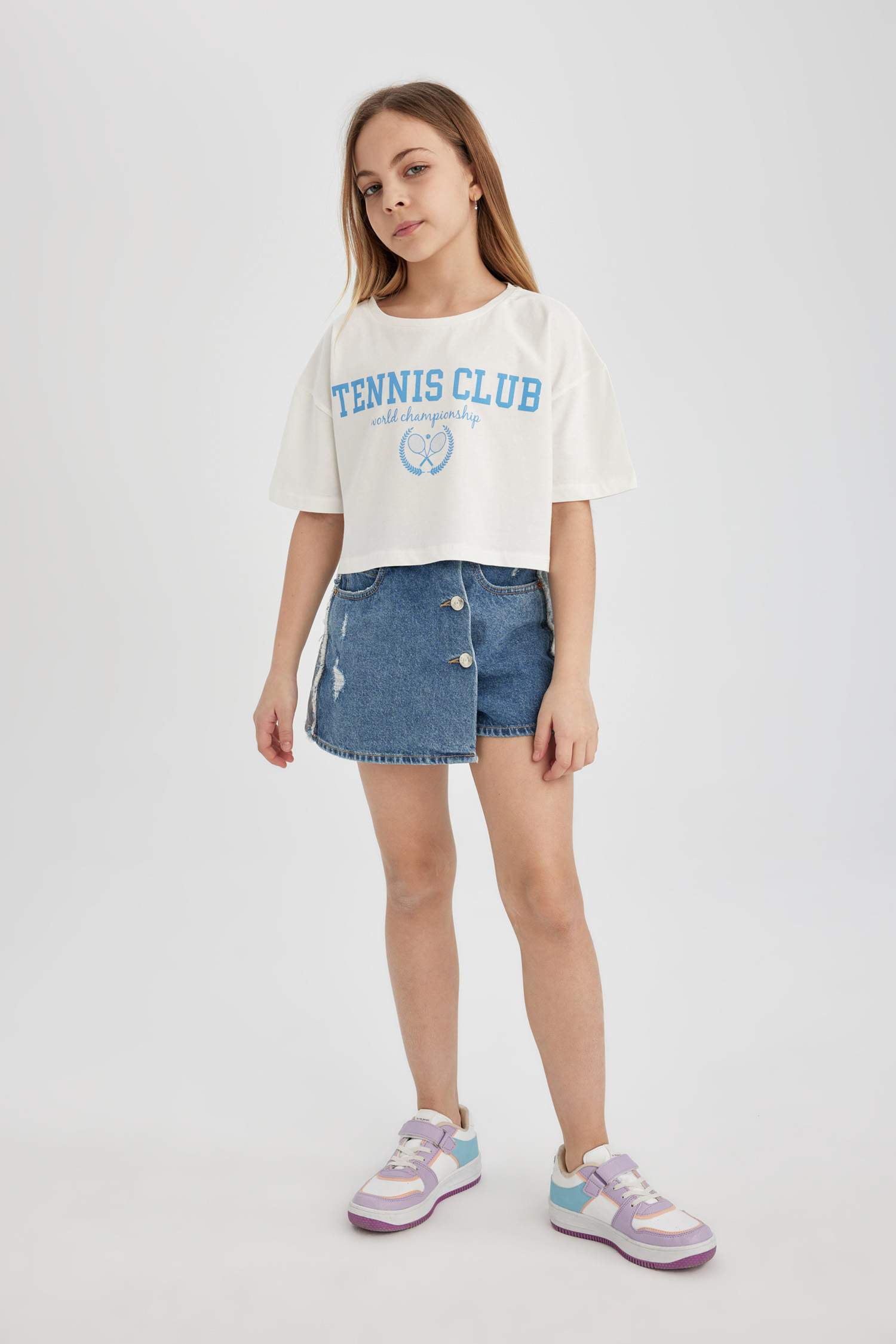 Girl 2 Piece Short Sleeve Crop T-Shirt