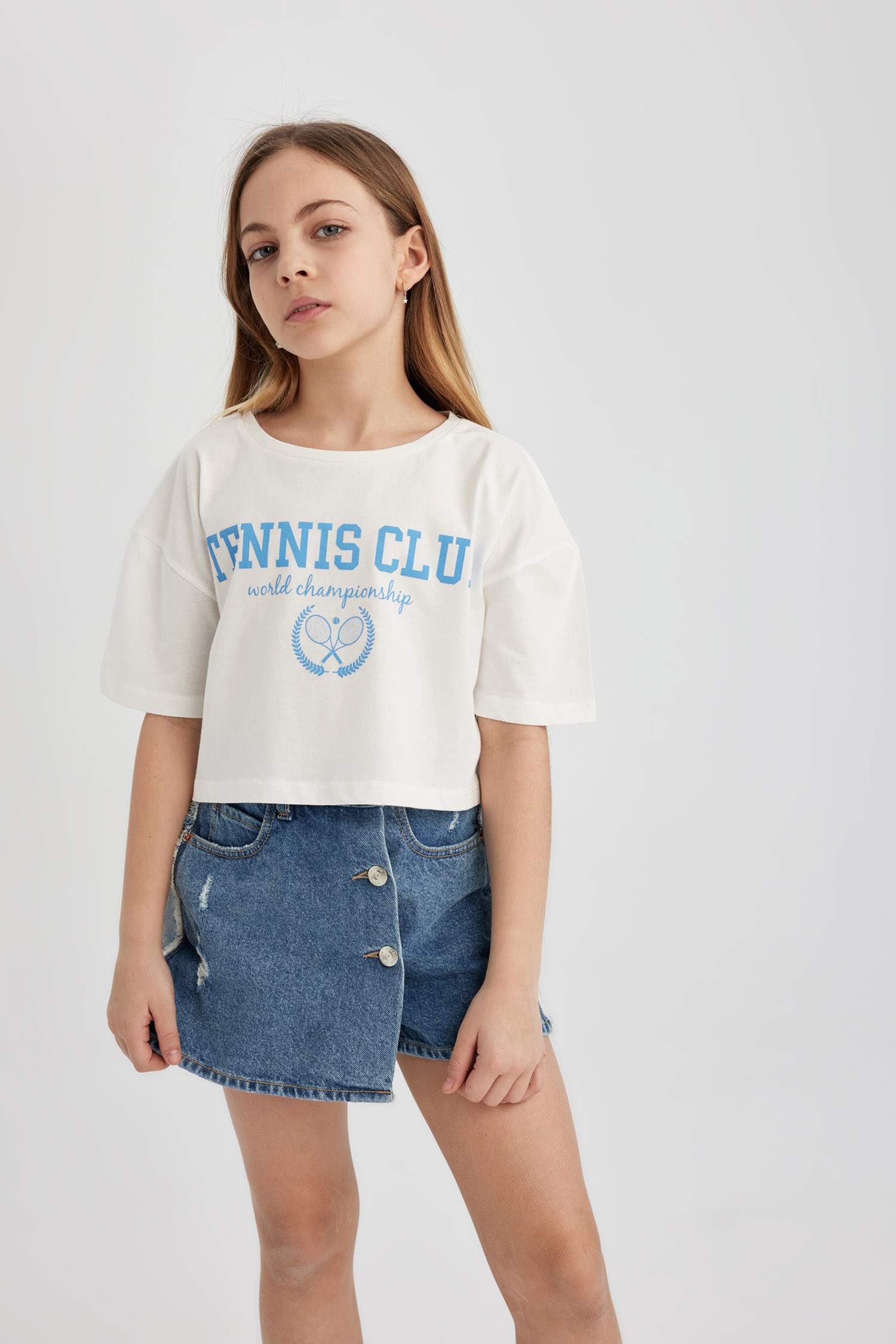 Girl 2 Piece Short Sleeve Crop T-Shirt