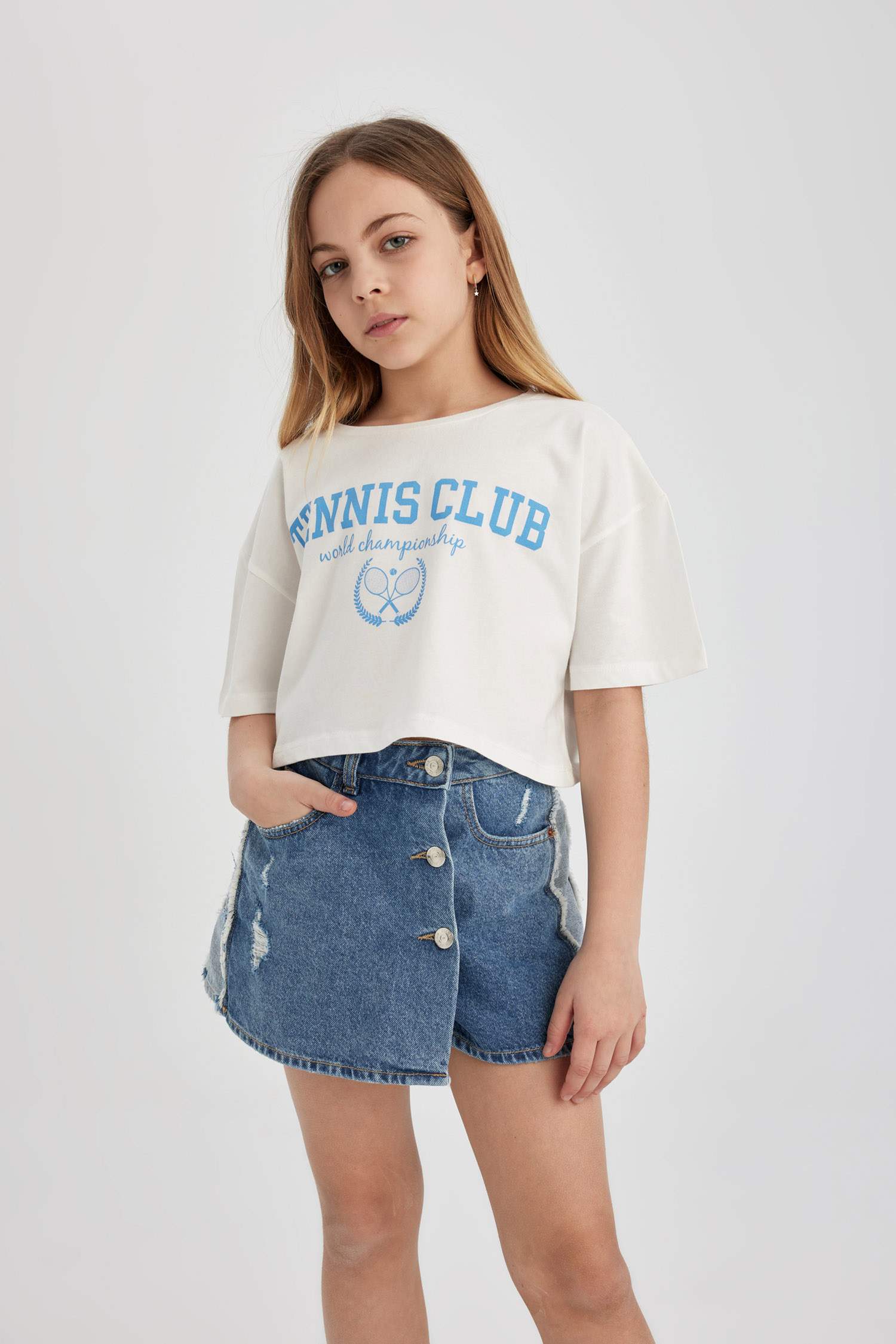 Girl 2 Piece Short Sleeve Crop T-Shirt