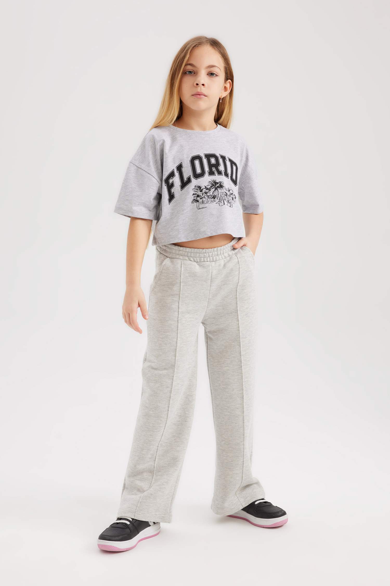 Girl 2 Piece Short Sleeve Crop T-Shirt