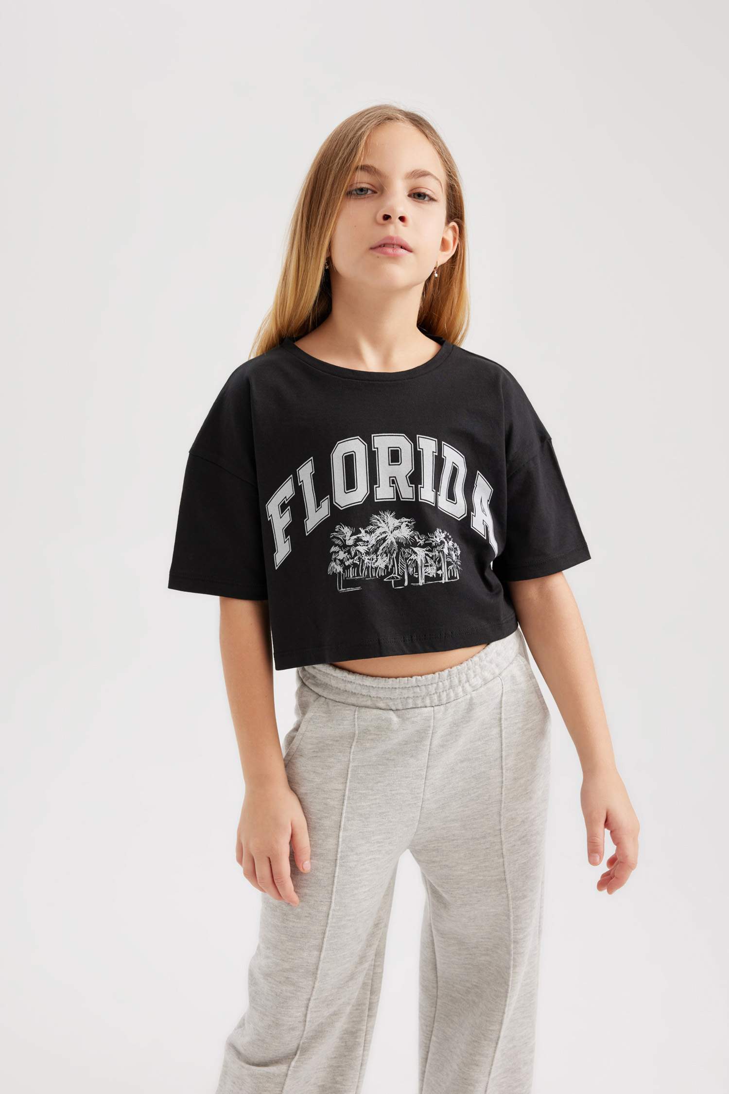 Girl 2 Piece Short Sleeve Crop T-Shirt