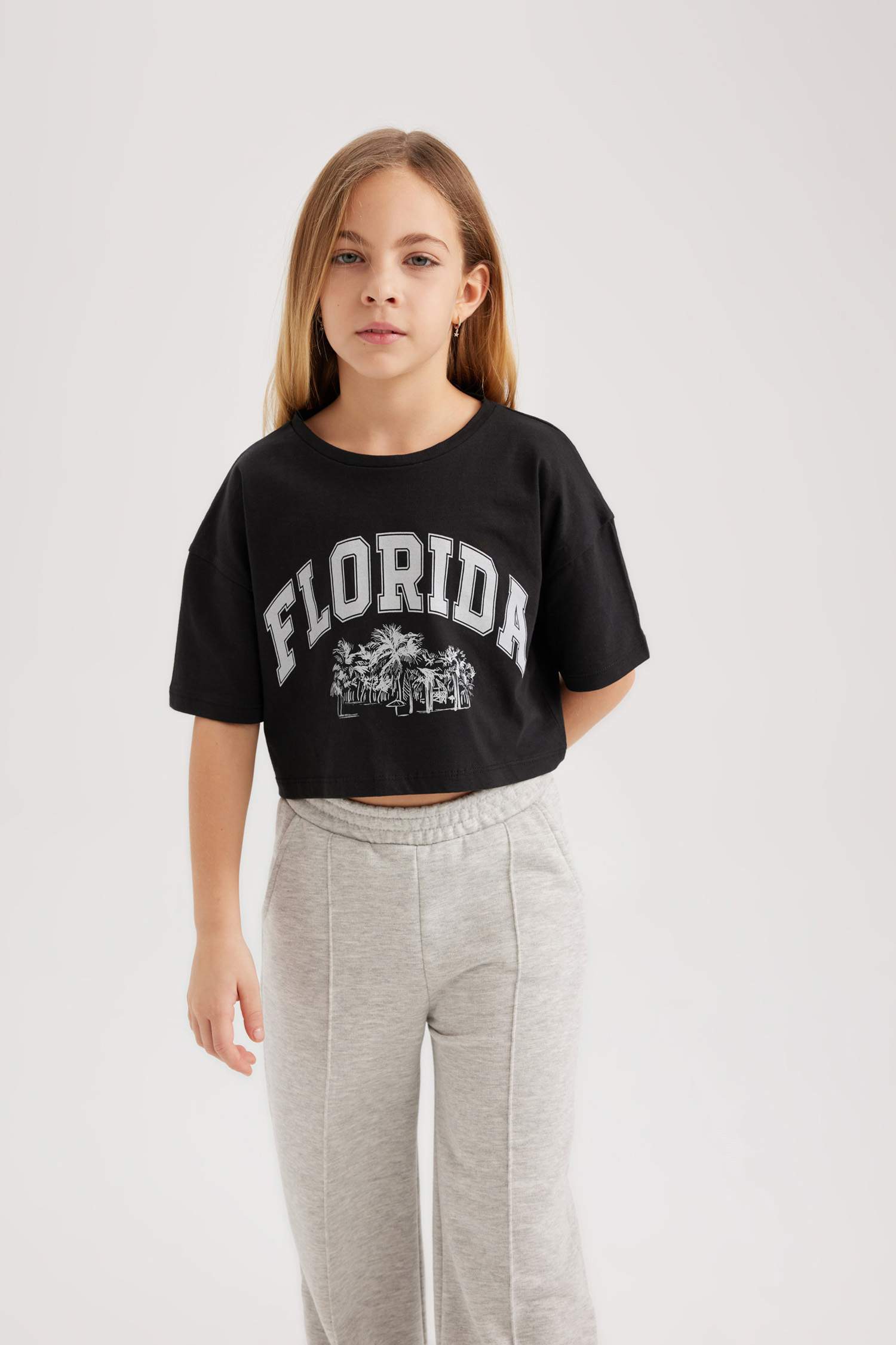 Girl 2 Piece Short Sleeve Crop T-Shirt
