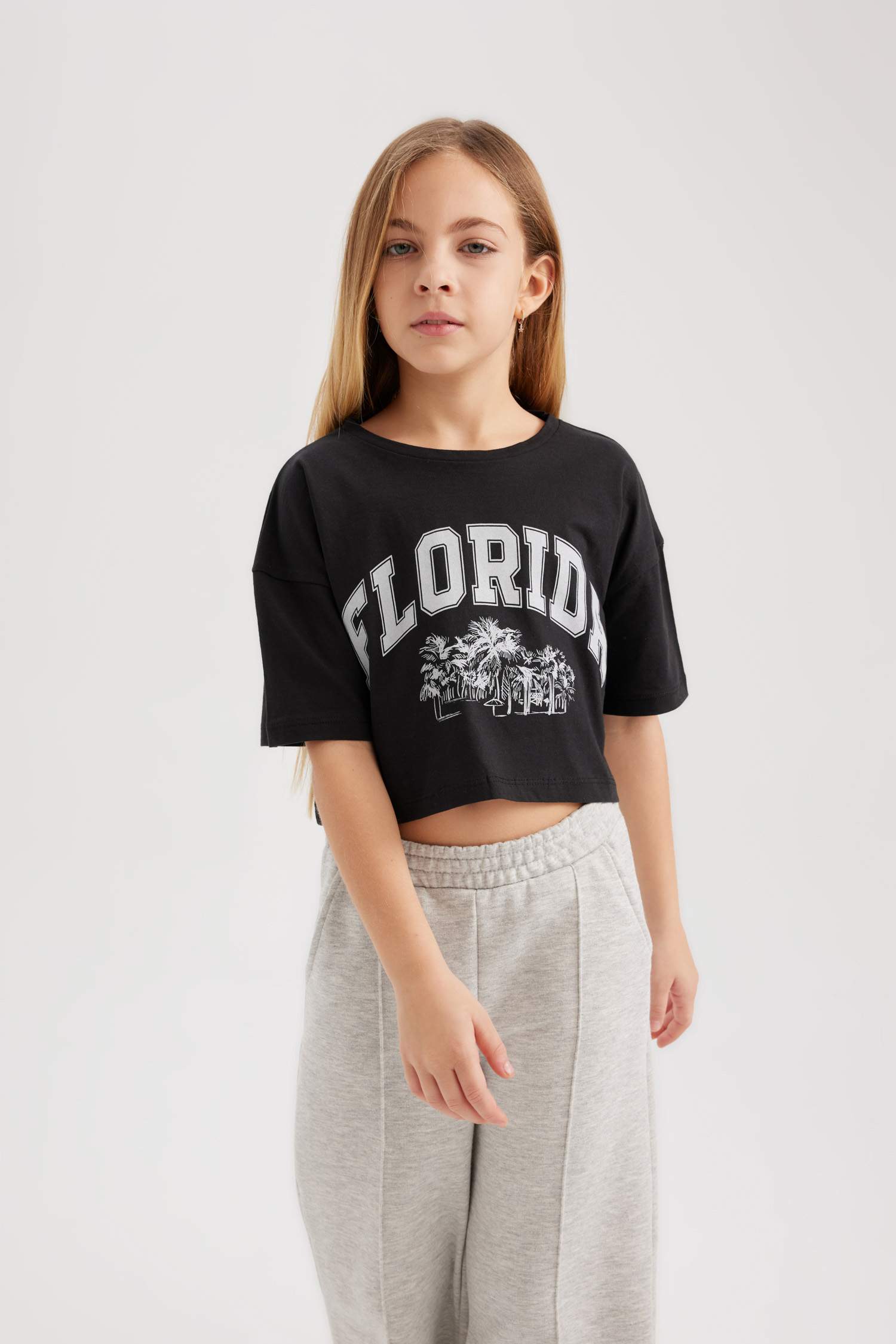 Girl 2 Piece Short Sleeve Crop T-Shirt