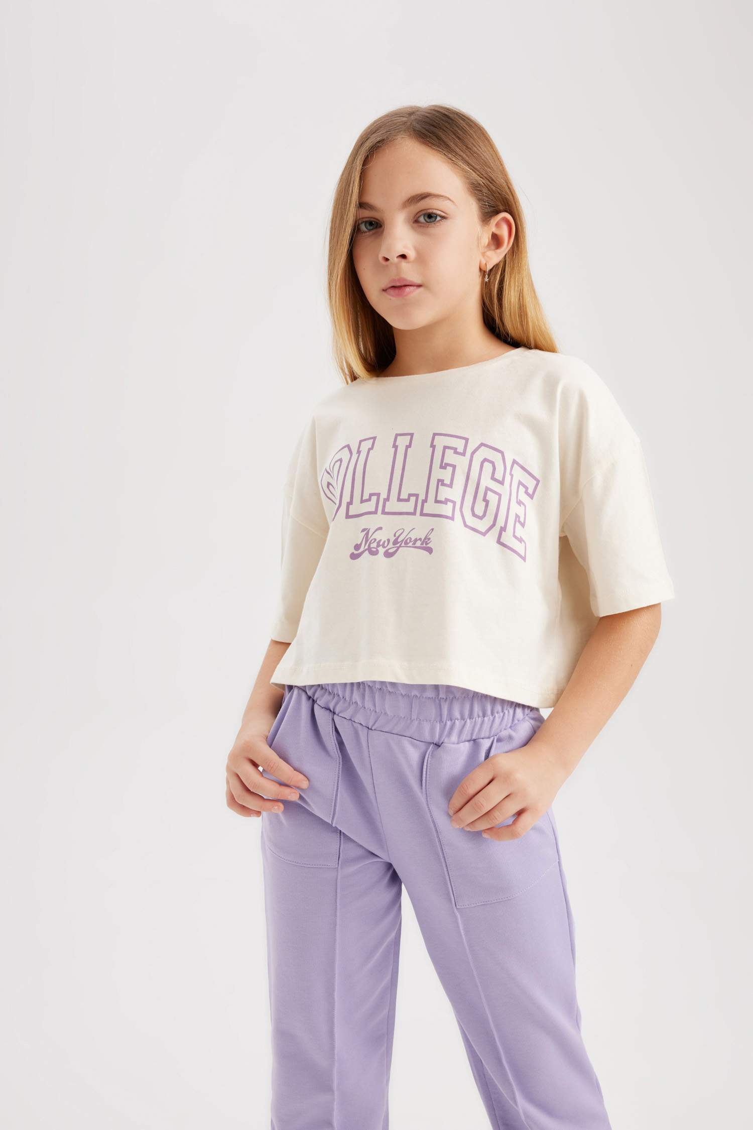 Girl 2 Piece Short Sleeve Crop T-Shirt