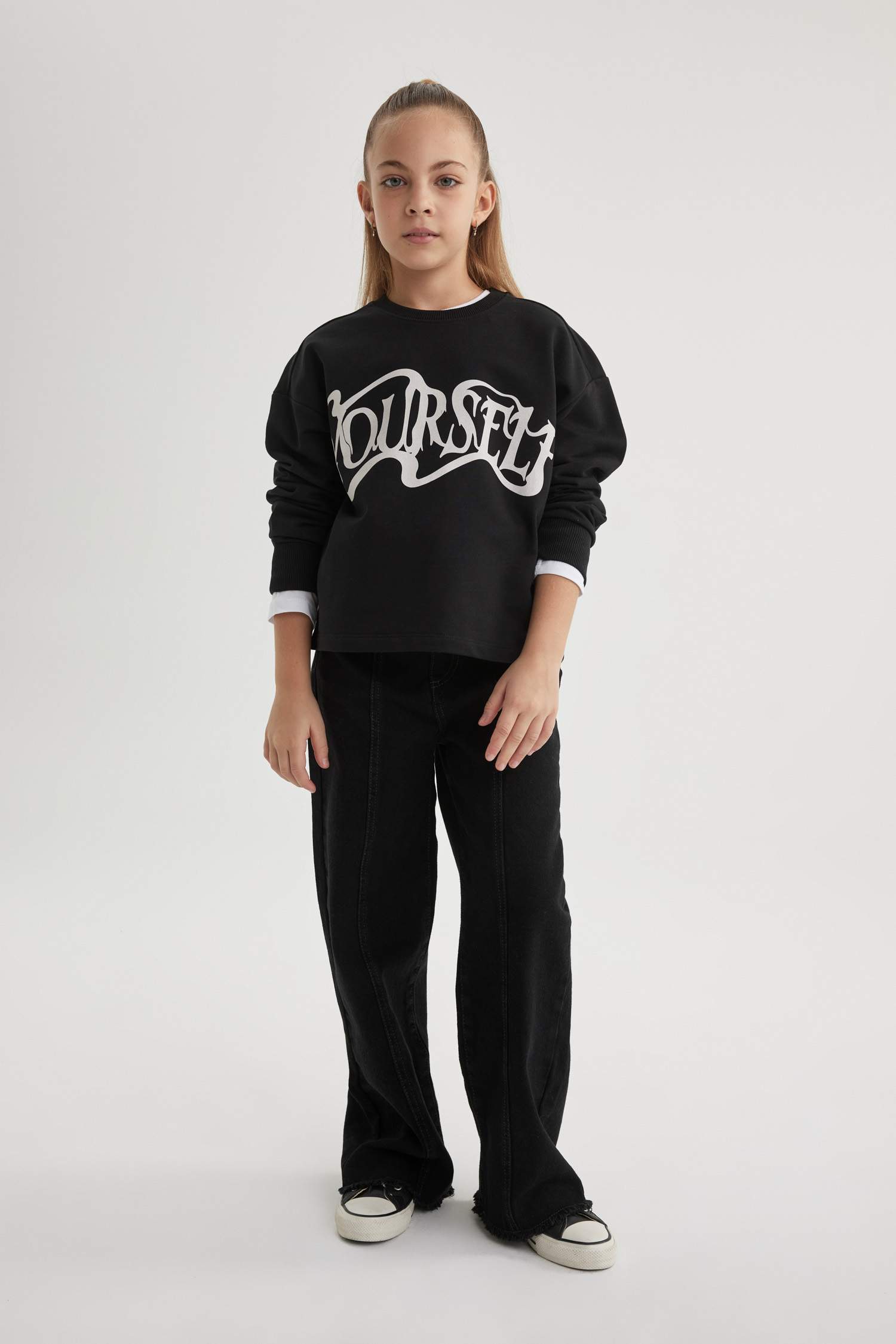 تيشيرت كروب بناتي ردن طويل مطبوع