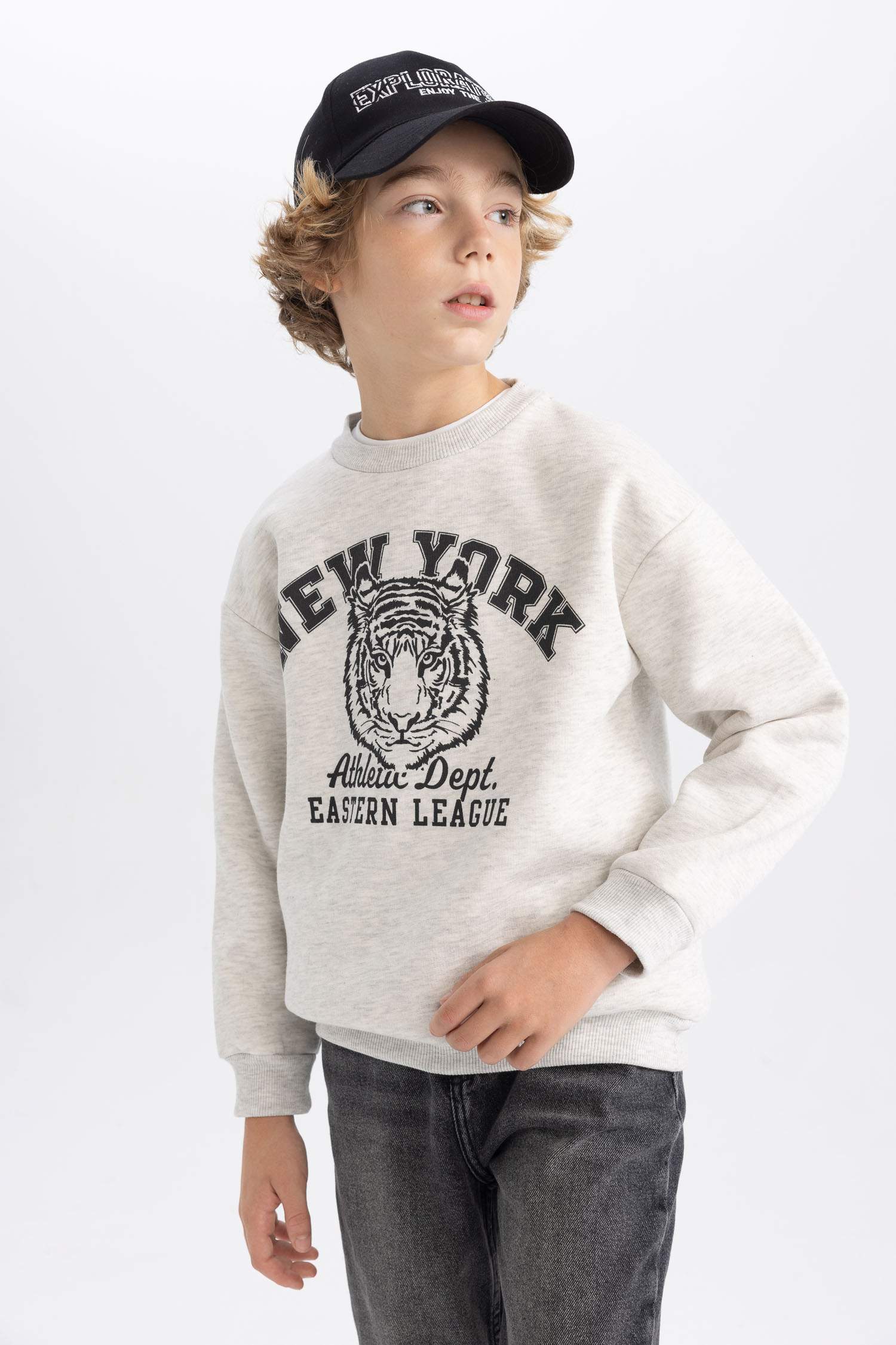 Erkek Çocuk Bisiklet Yaka Baskılı Sweatshirt