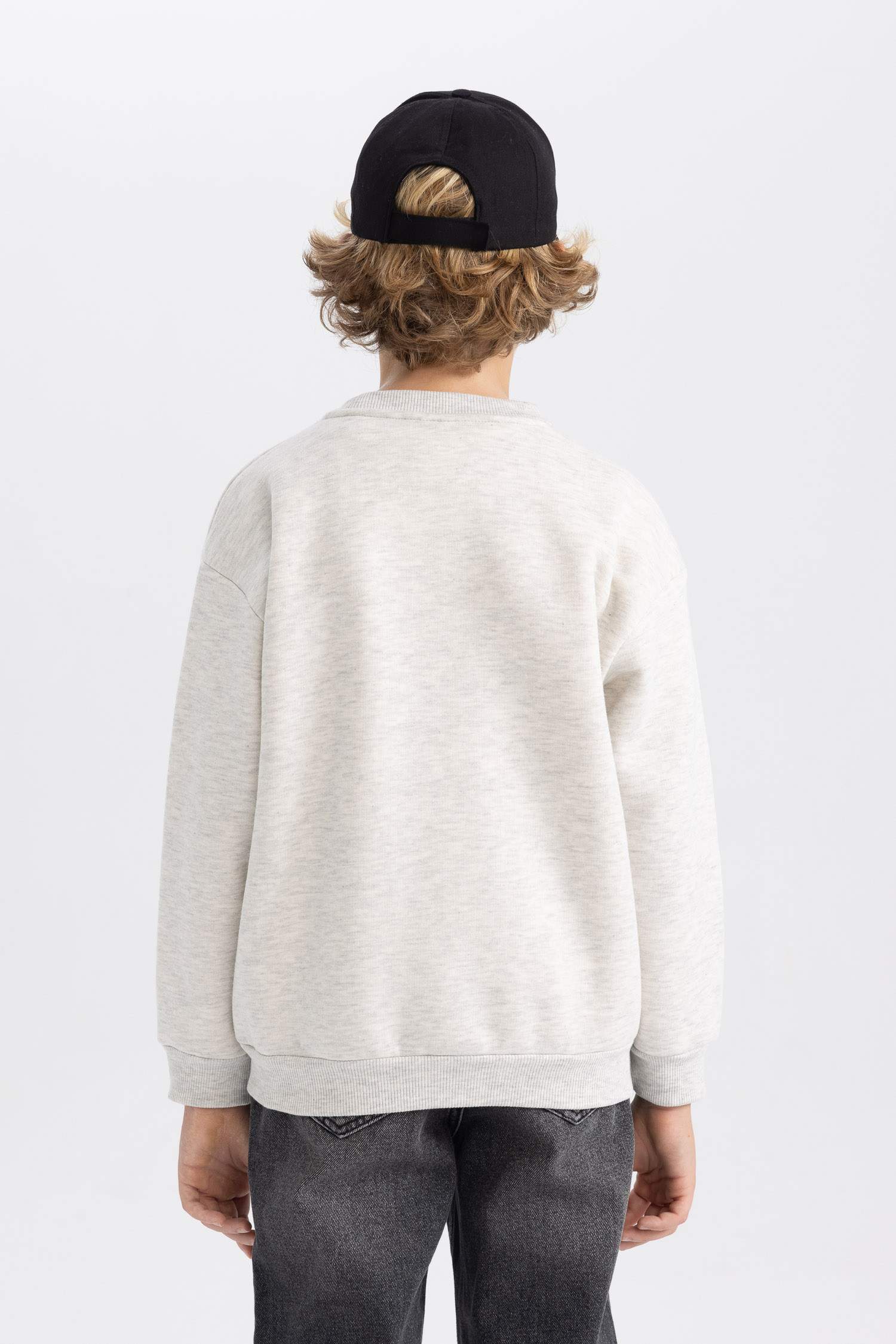 Erkek Çocuk Bisiklet Yaka Baskılı Sweatshirt