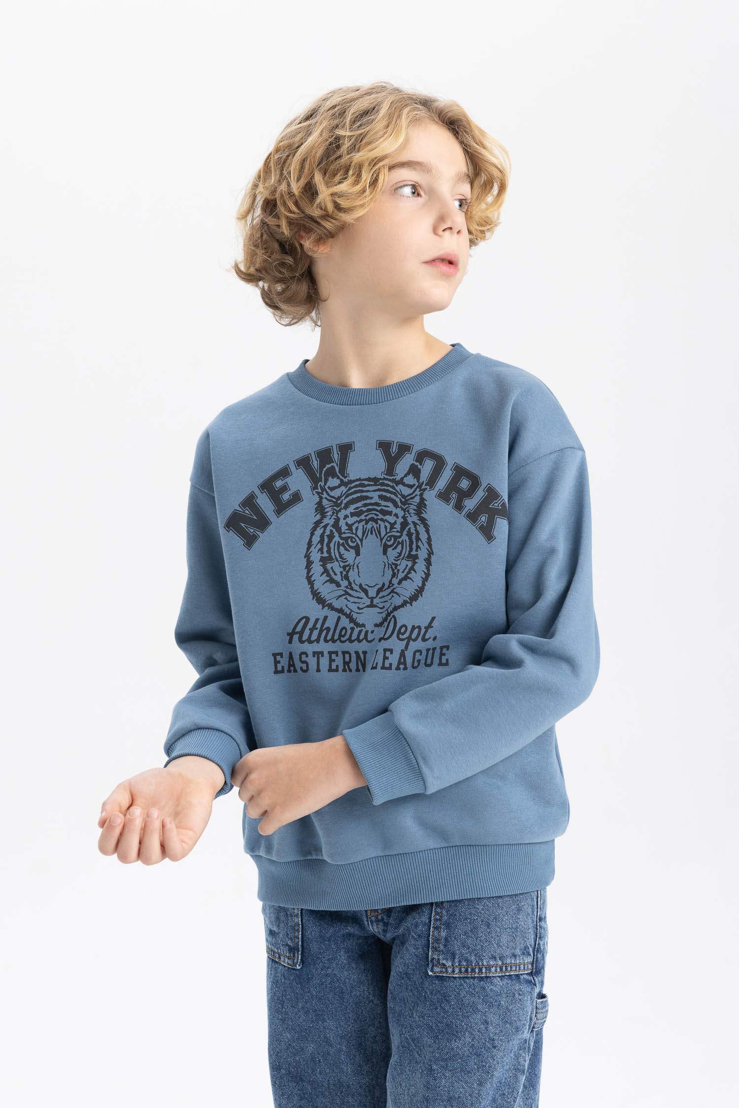 Bisiklet Yaka Baskılı Sweatshirt Erkek Çocuk