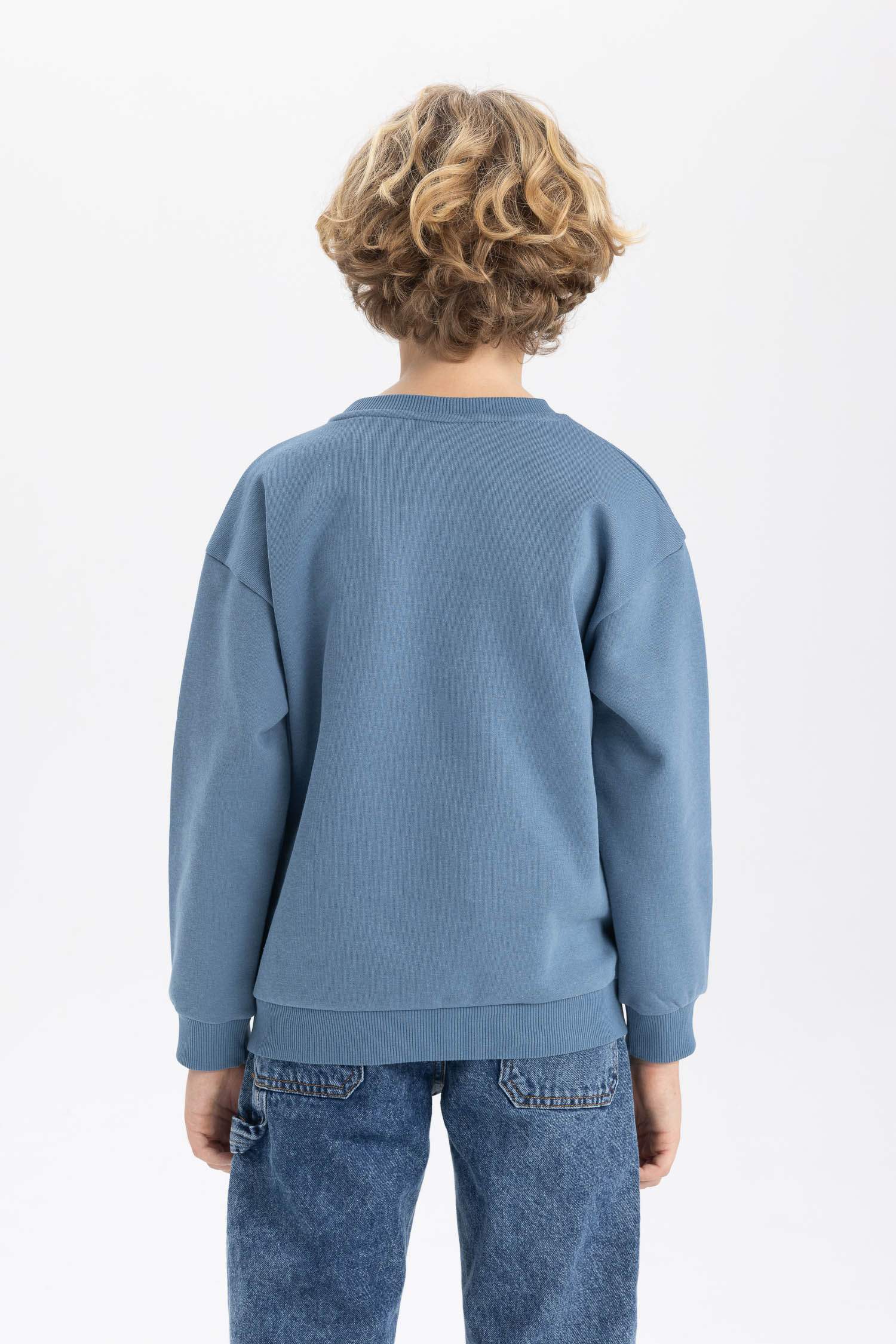 Bisiklet Yaka Baskılı Sweatshirt Erkek Çocuk