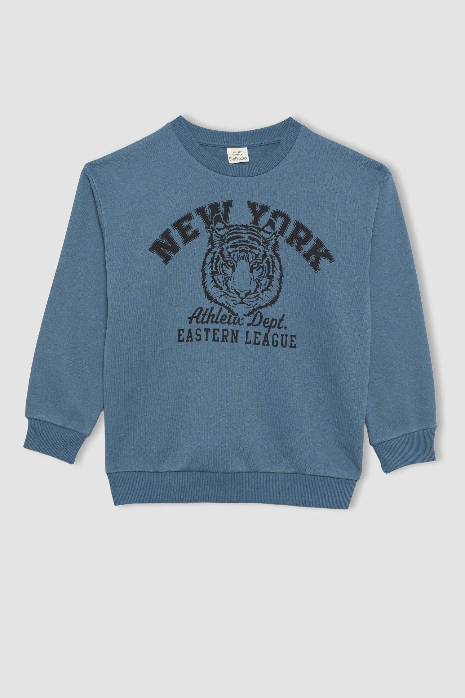 Bisiklet Yaka Baskılı Sweatshirt Erkek Çocuk