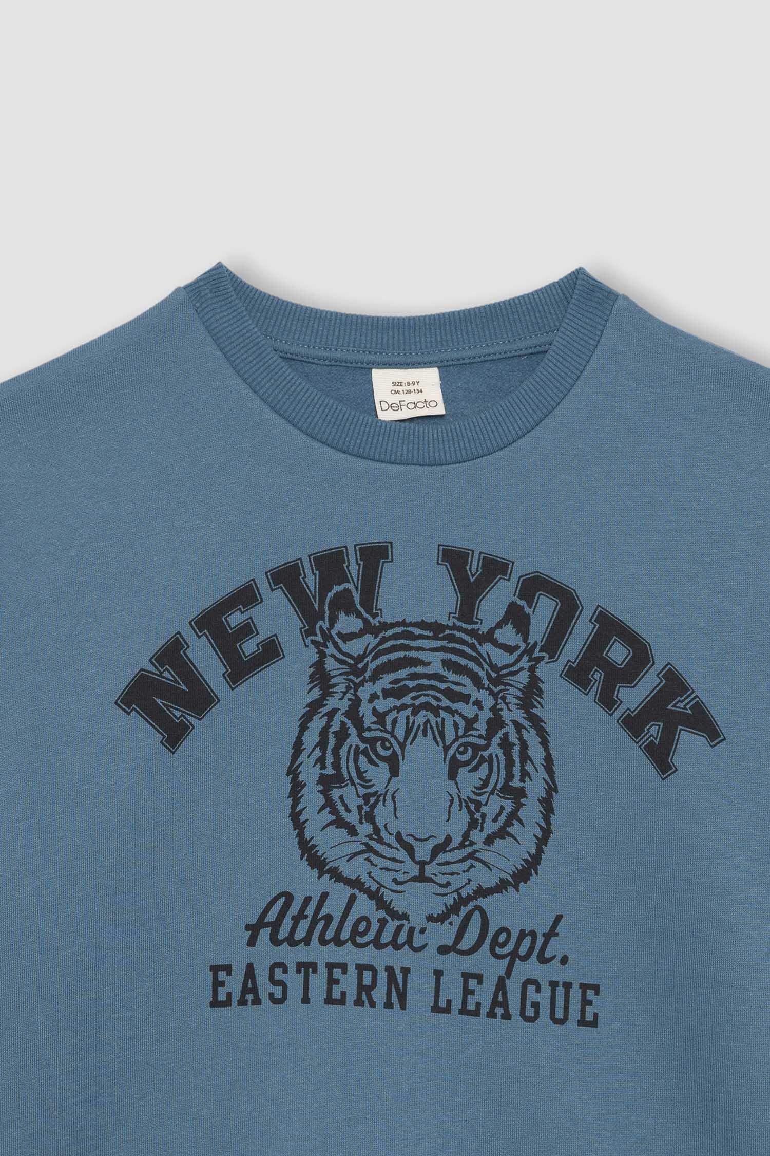 Bisiklet Yaka Baskılı Sweatshirt Erkek Çocuk