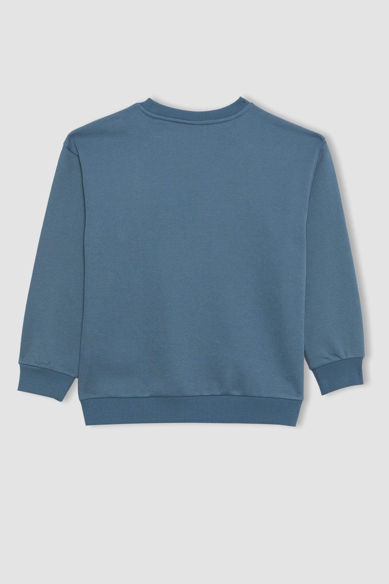 Bisiklet Yaka Baskılı Sweatshirt Erkek Çocuk