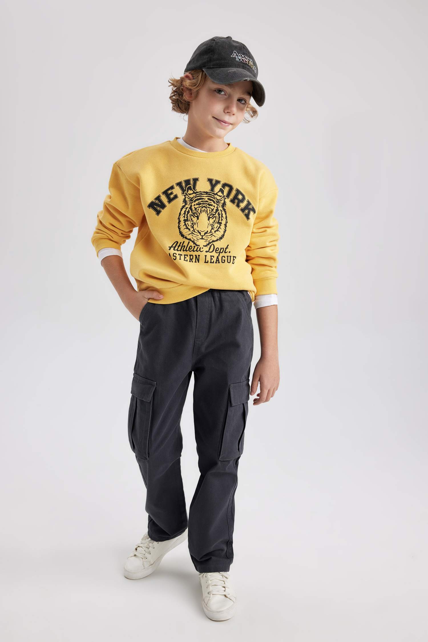 Erkek Çocuk  Bisiklet Yaka Baskılı Sweatshirt