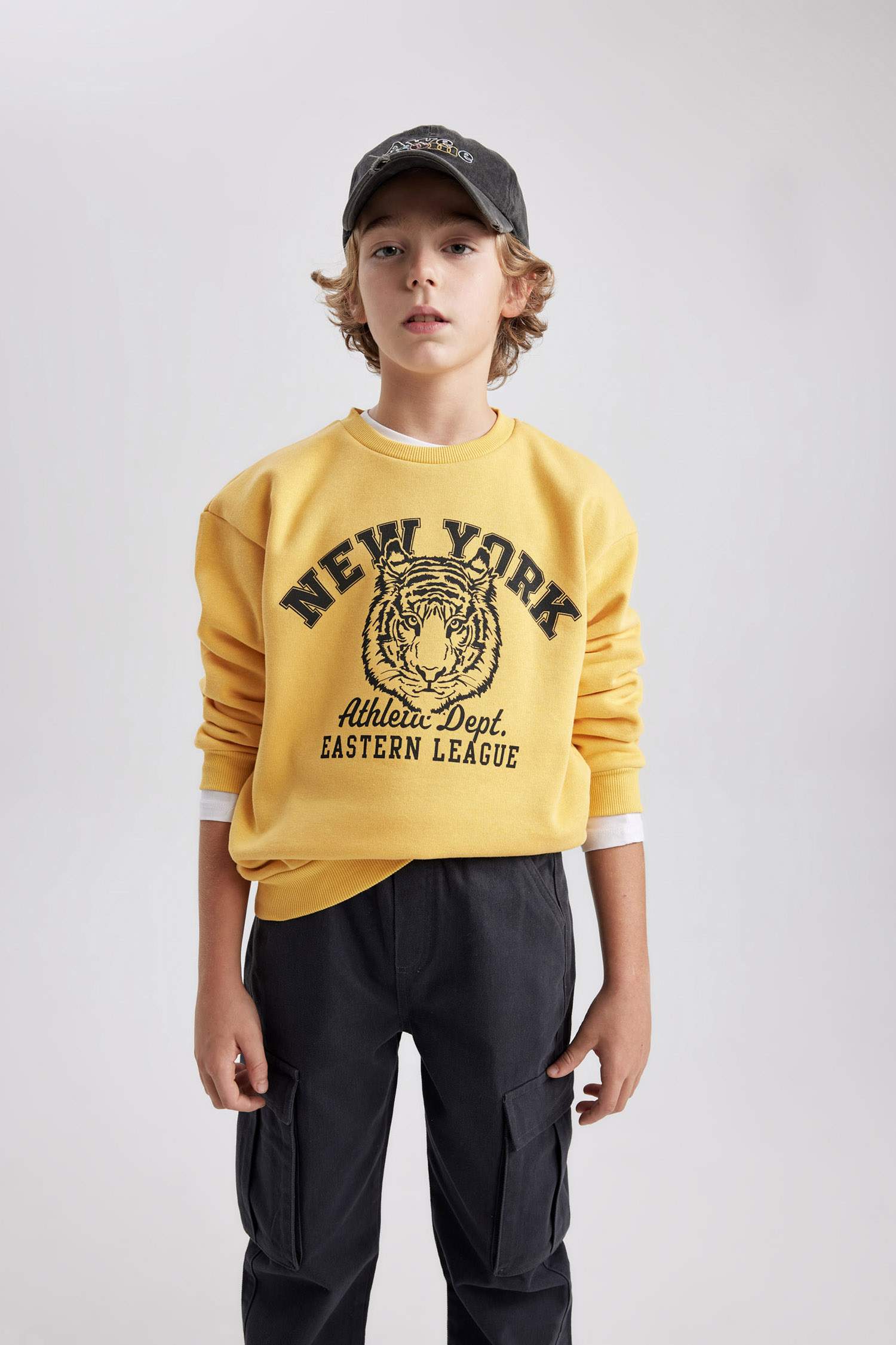 Erkek Çocuk  Bisiklet Yaka Baskılı Sweatshirt