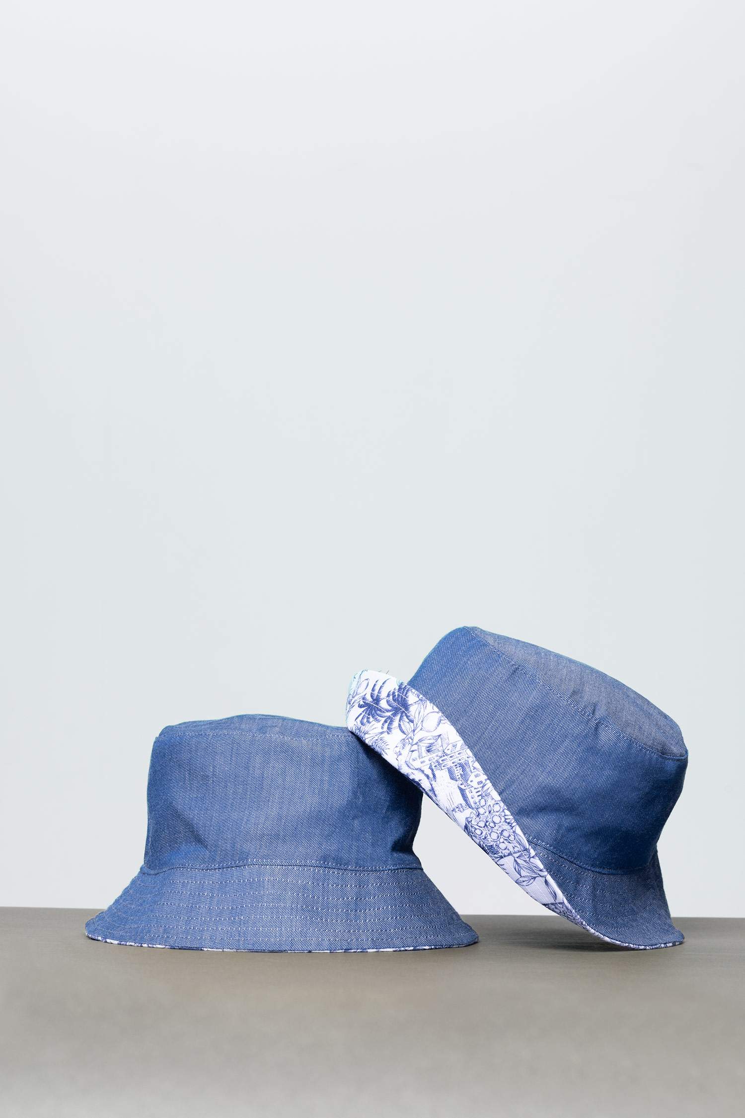 Kadın Çift Taraflı Jean Görünümlü Bucket Şapka