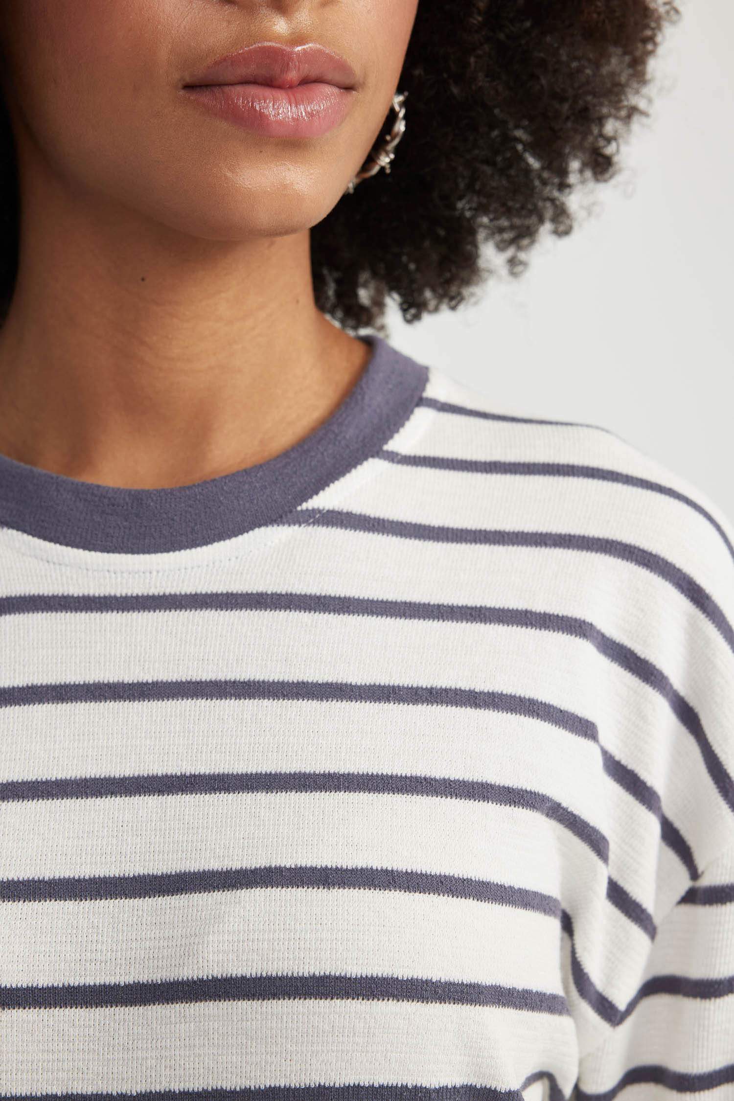 Bisiklet Yaka Çizgili Uzun Kollu Tişört