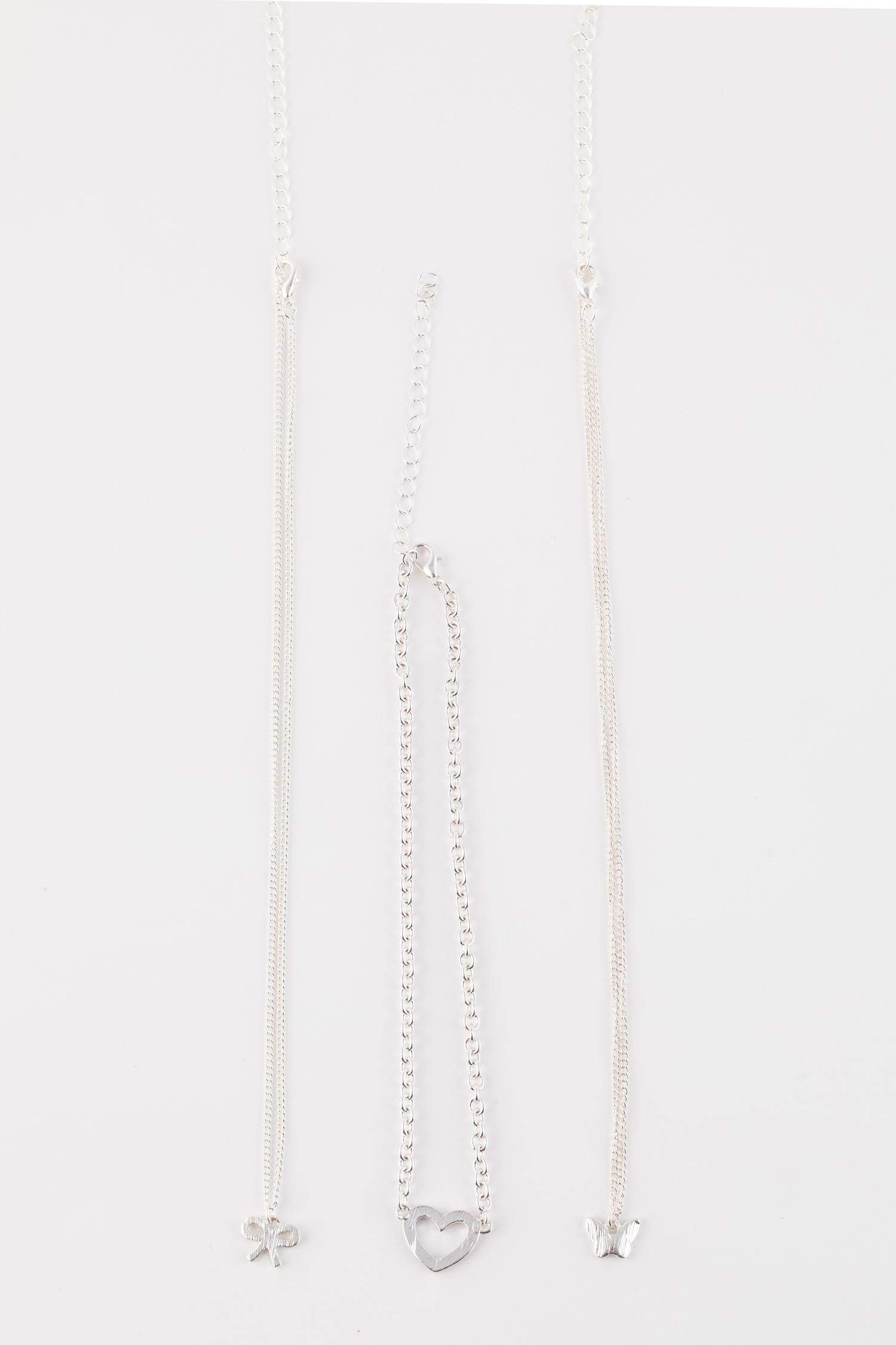 Lot de 3 Colliers argentés pour femme