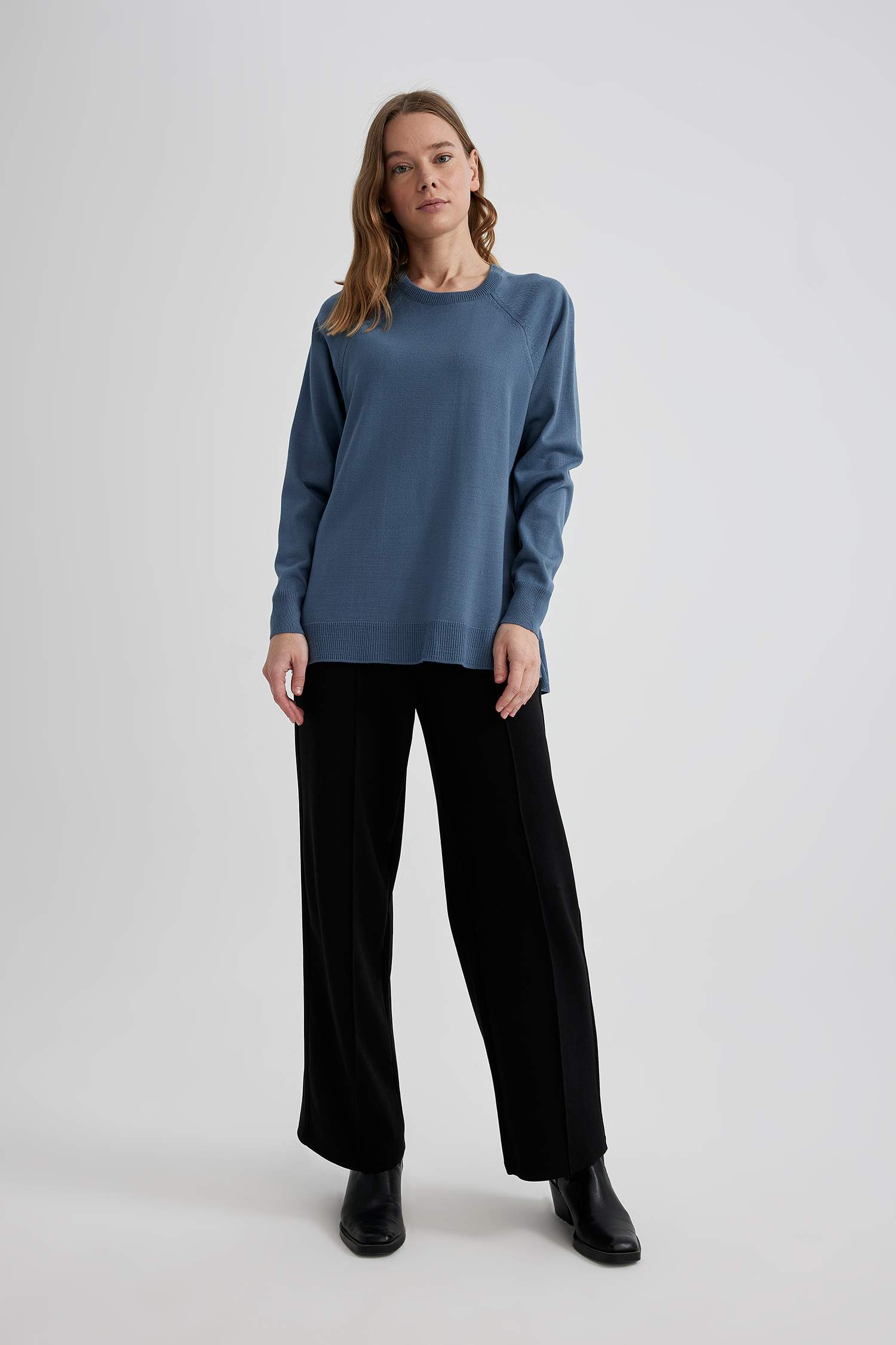 Relax Fit Bisiklet Yaka Triko Kazak