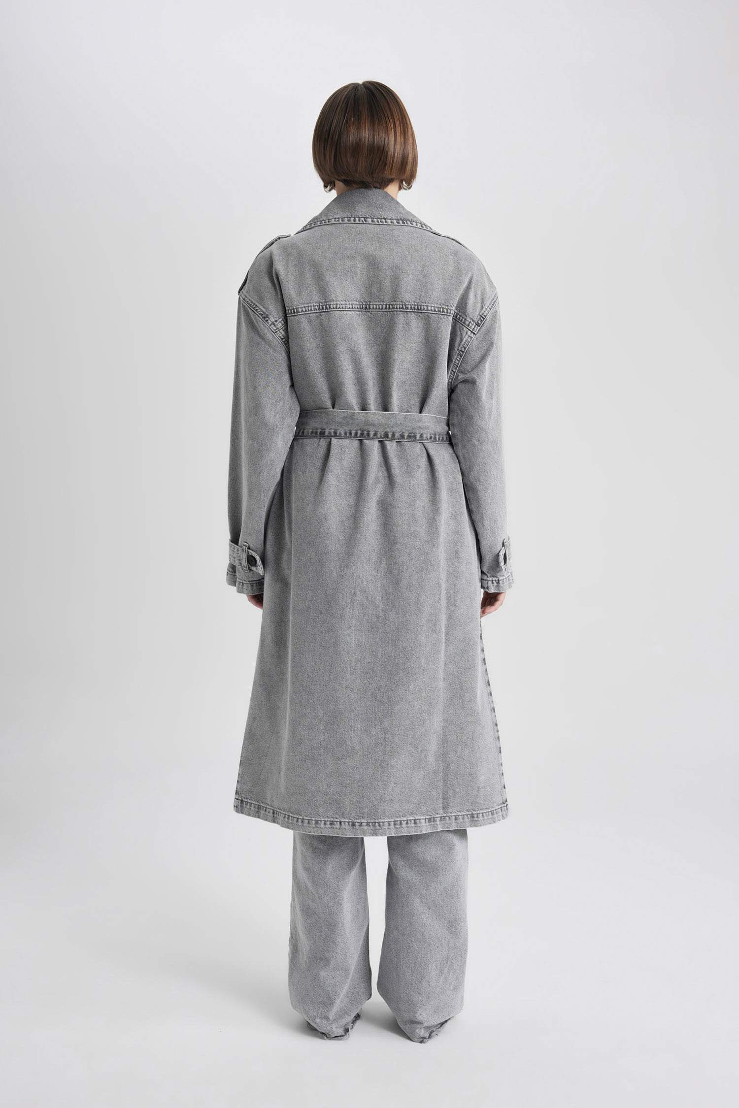 Long Denim Trench Coat