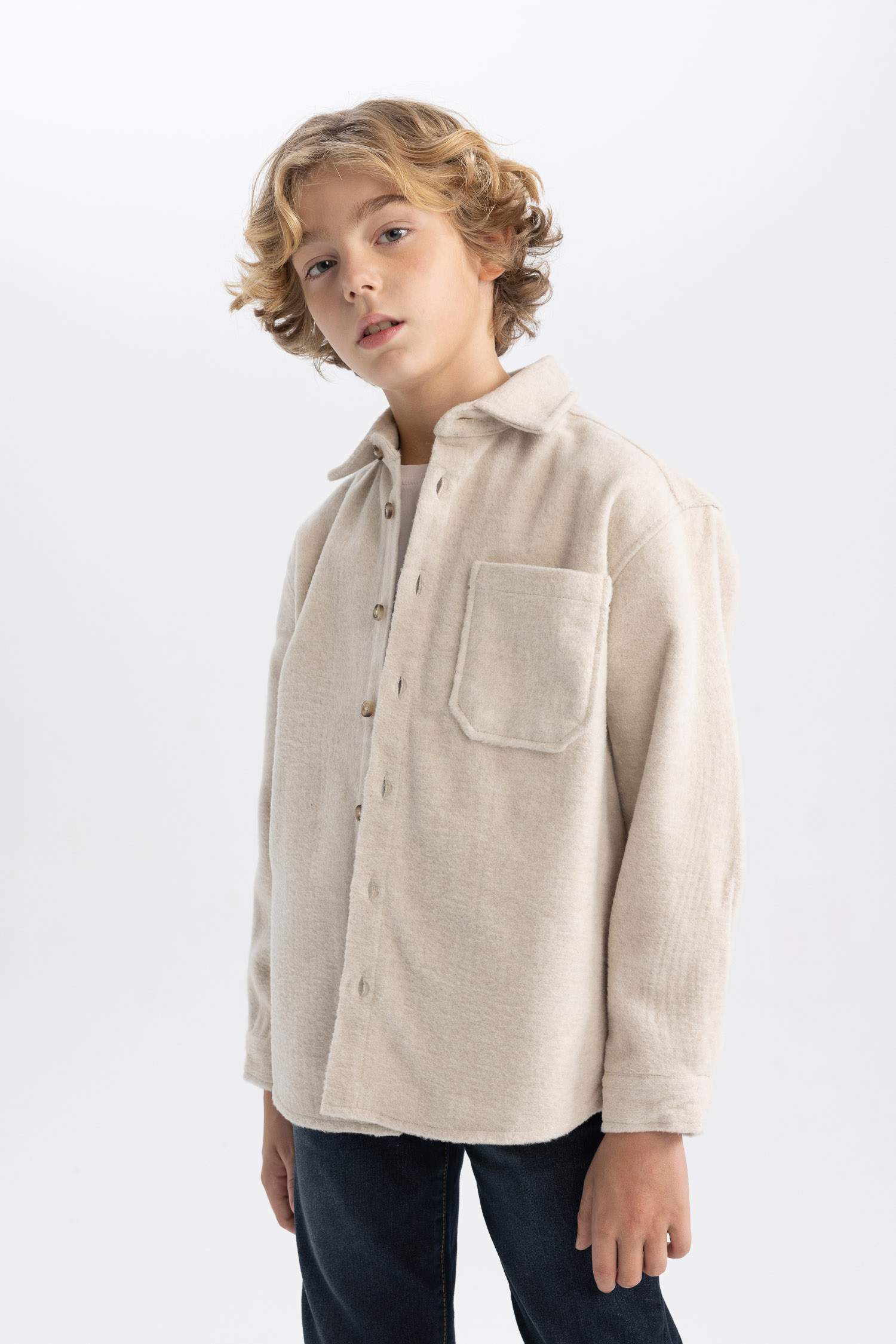 Рубашка оверсайз с длинным рукавом для мальчиков