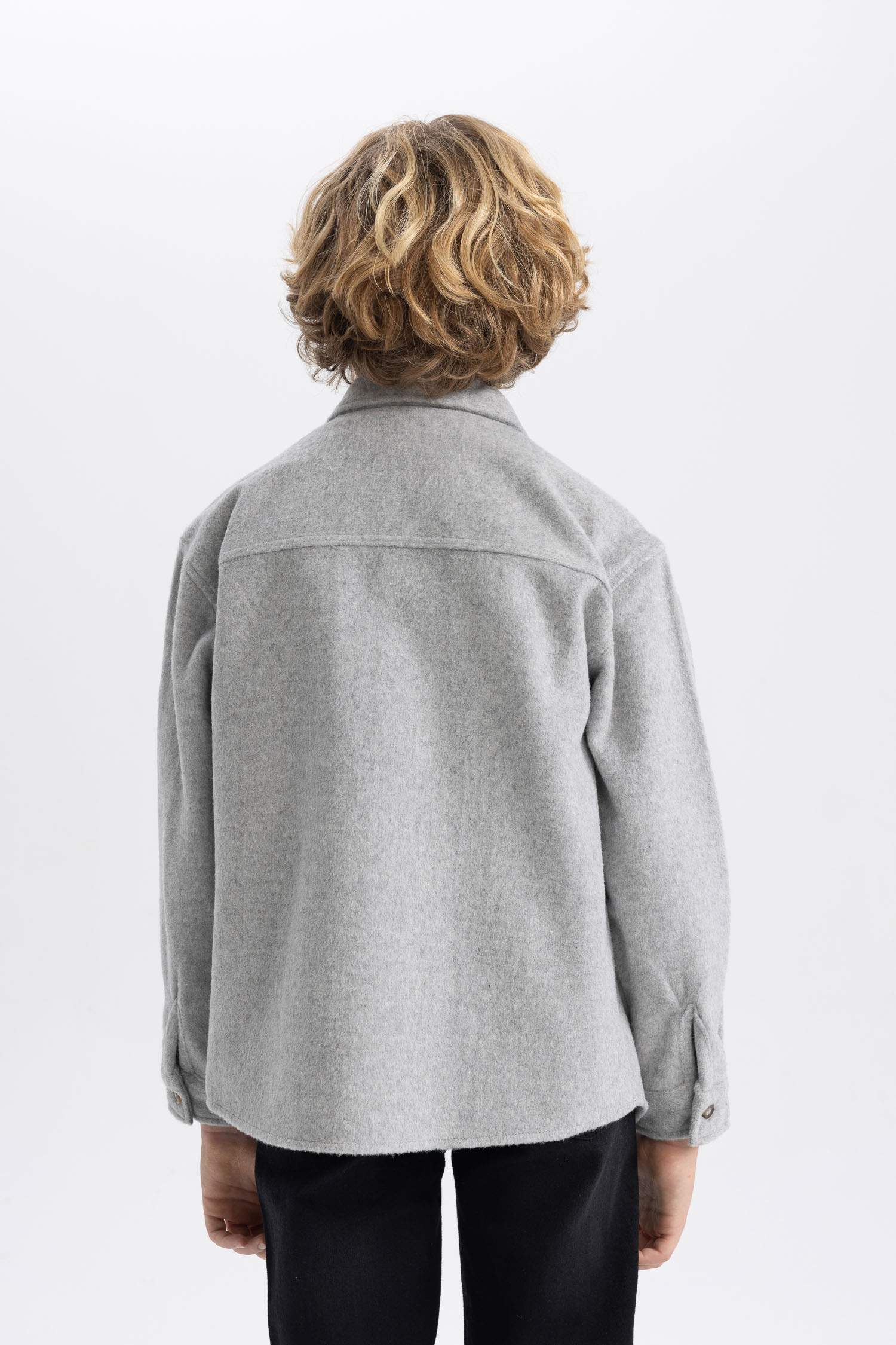 Erkek Çocuk Oversize Geniş Kalıp Yün Görünümlü Uzun Kollu Gömlek