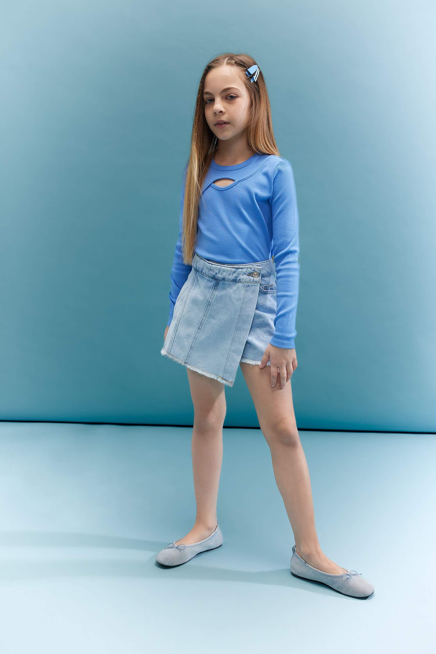 Girl Slim Fit Crew Neck Ribbed Camisole T-Shirt