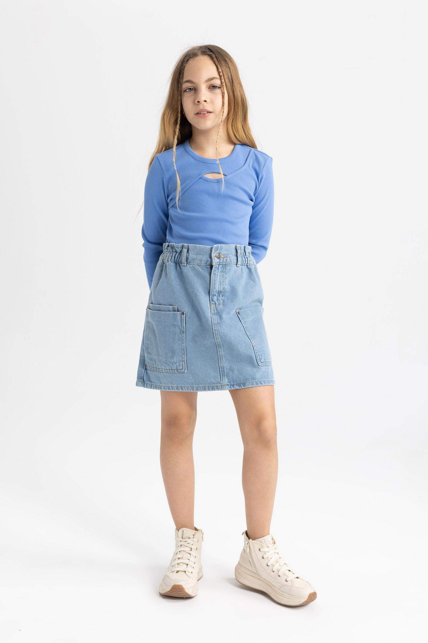 Girl Slim Fit Crew Neck Ribbed Camisole T-Shirt