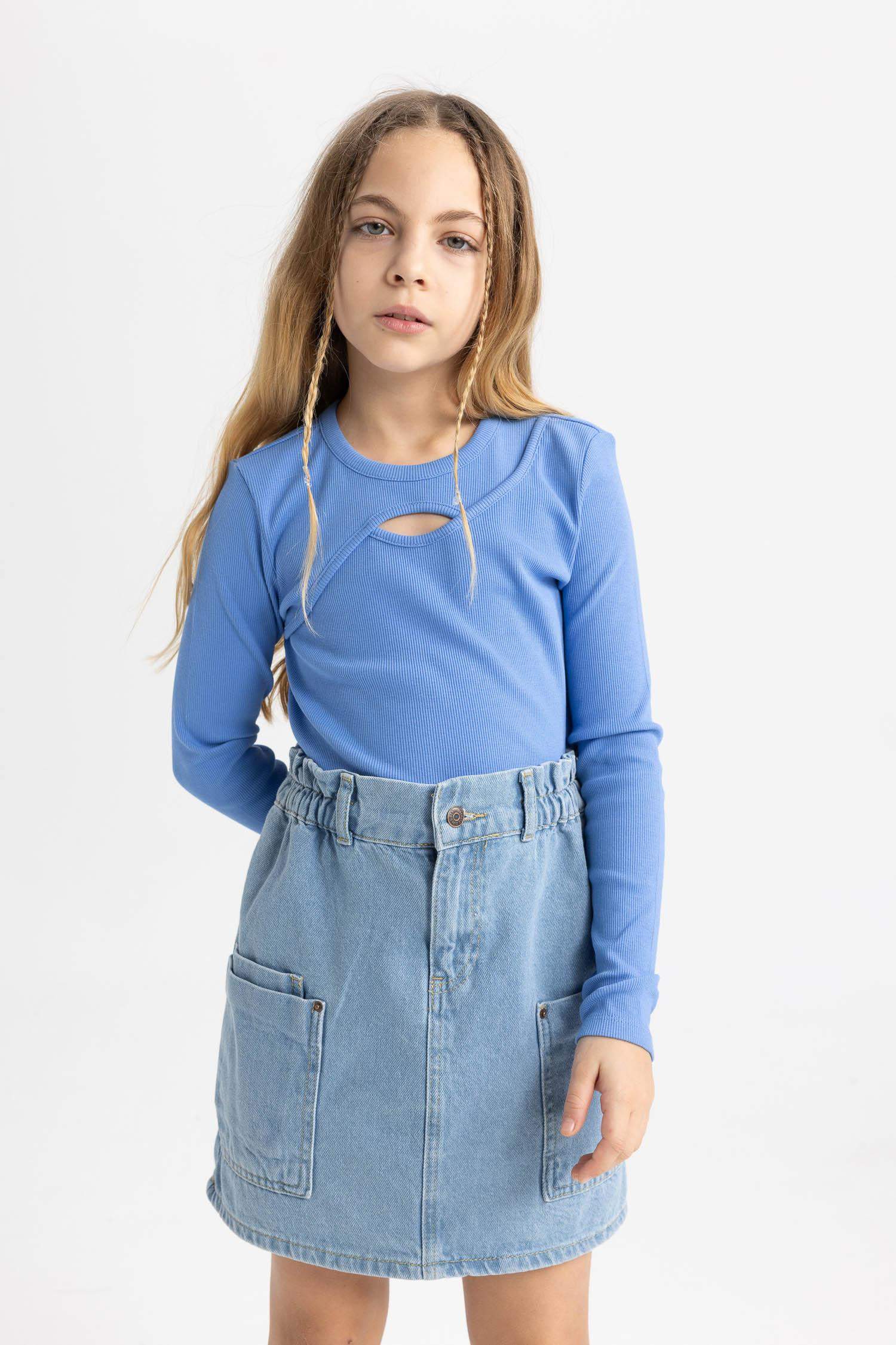 Girl Slim Fit Crew Neck Ribbed Camisole T-Shirt