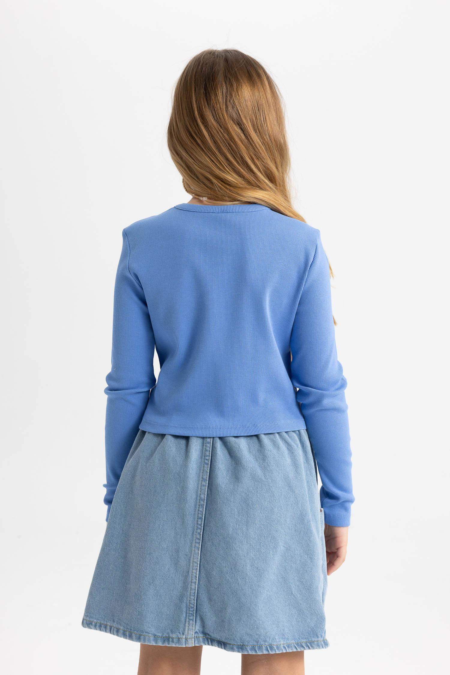 Girl Slim Fit Crew Neck Ribbed Camisole T-Shirt