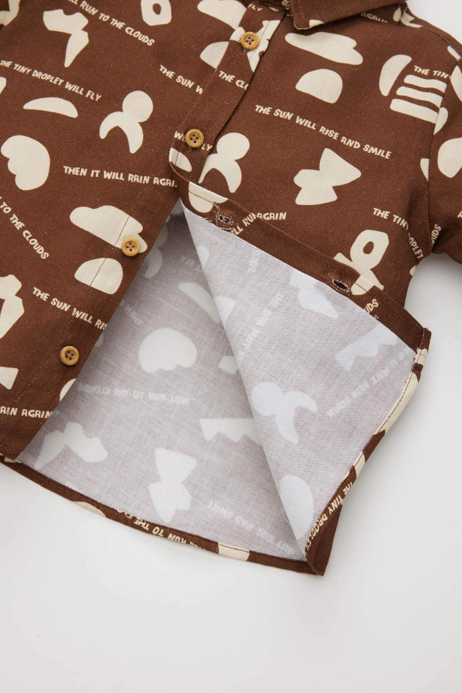 قميص ولادي ردن طويل قصة عادية منقوش