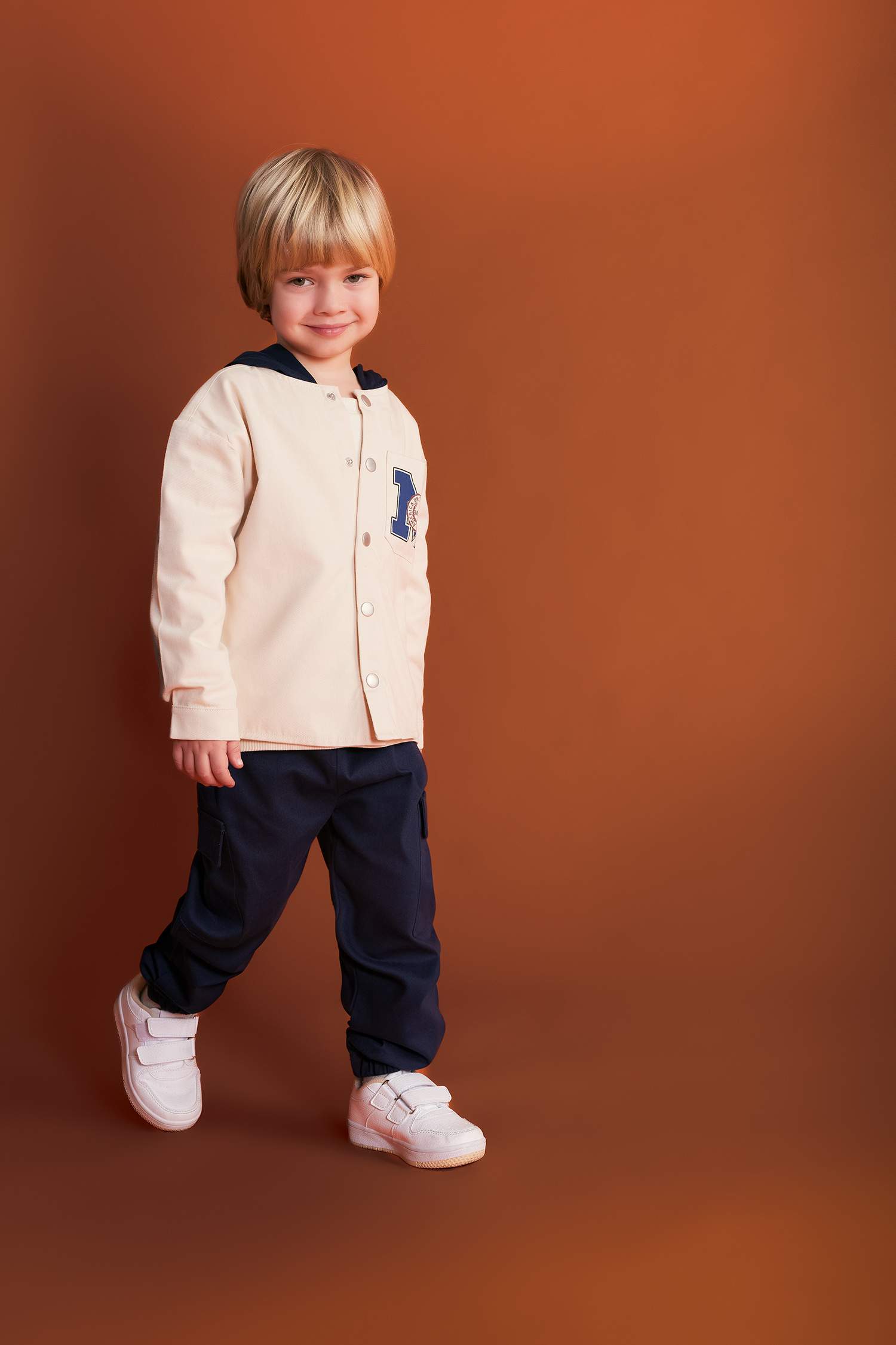 Chemise Twill Manches Longues à Capuche Pour Bébé Garçon