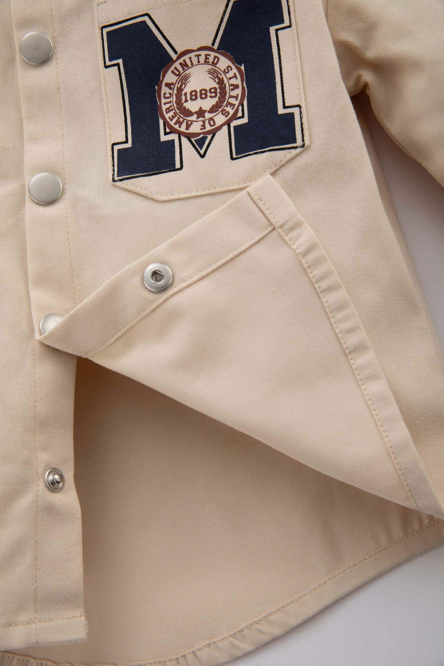 Chemise Twill Manches Longues à Capuche Pour Bébé Garçon