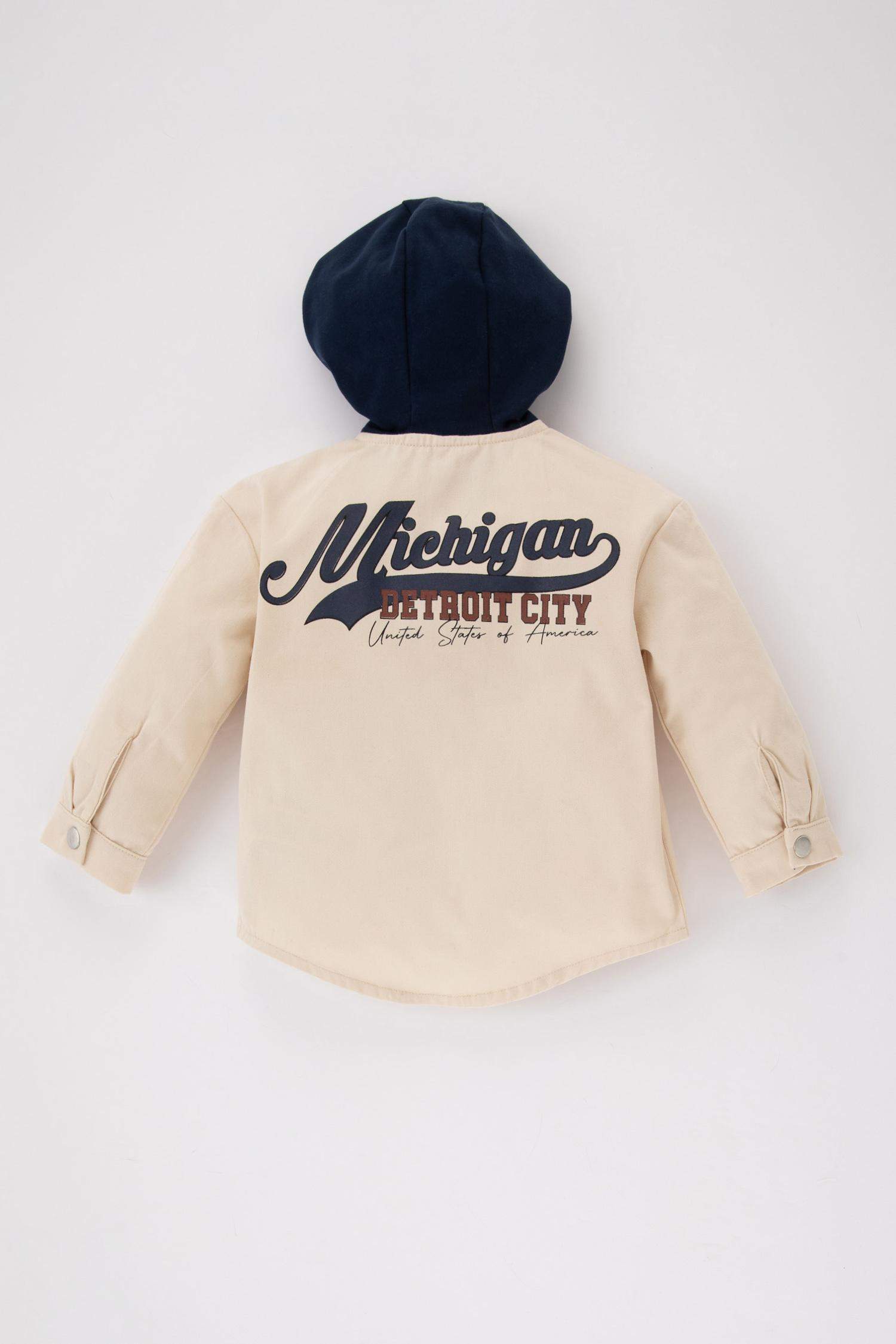 Chemise Twill Manches Longues à Capuche Pour Bébé Garçon