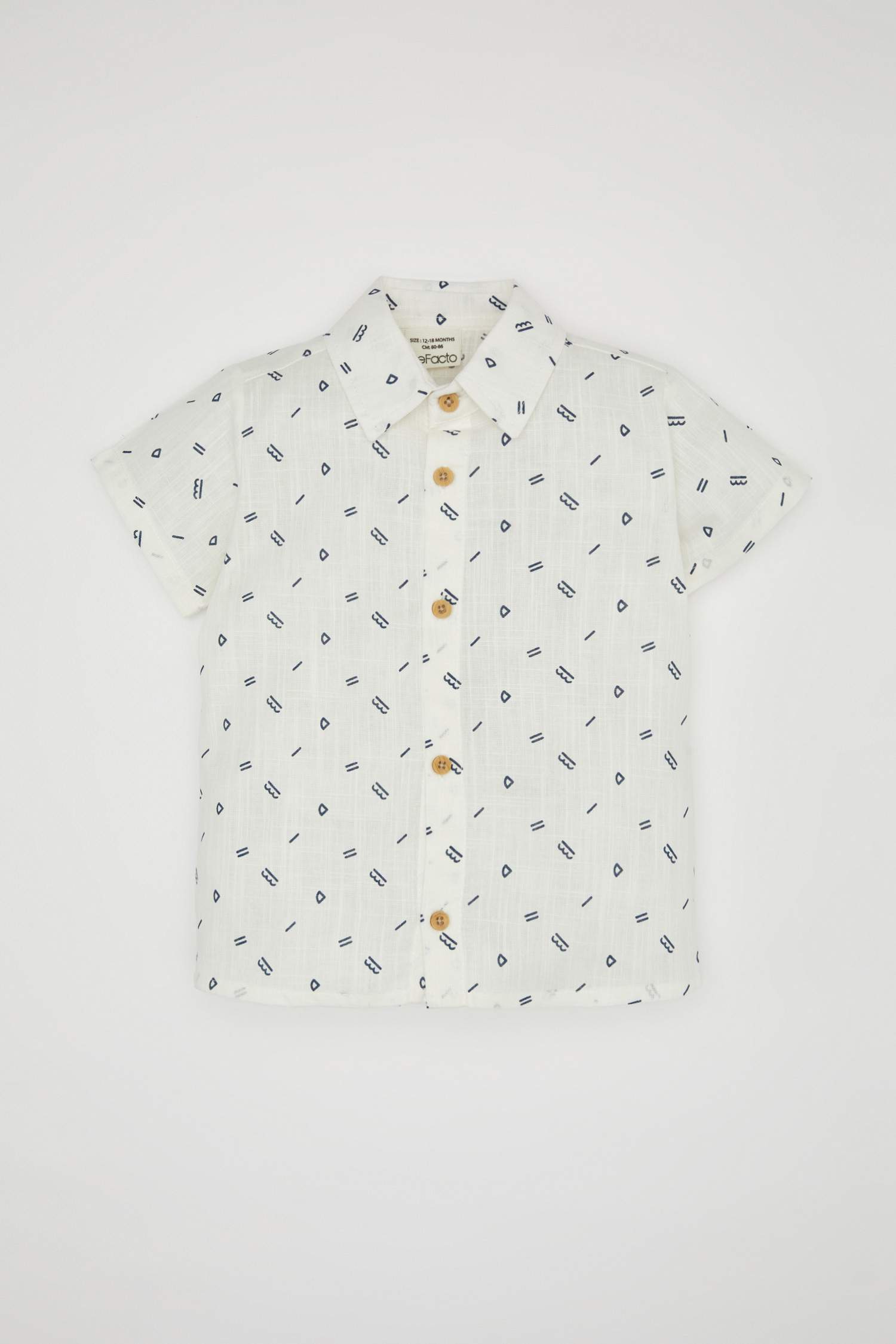 Erkek Bebek Flamlı Poplin Desenli Kısa Kollu Gömlek