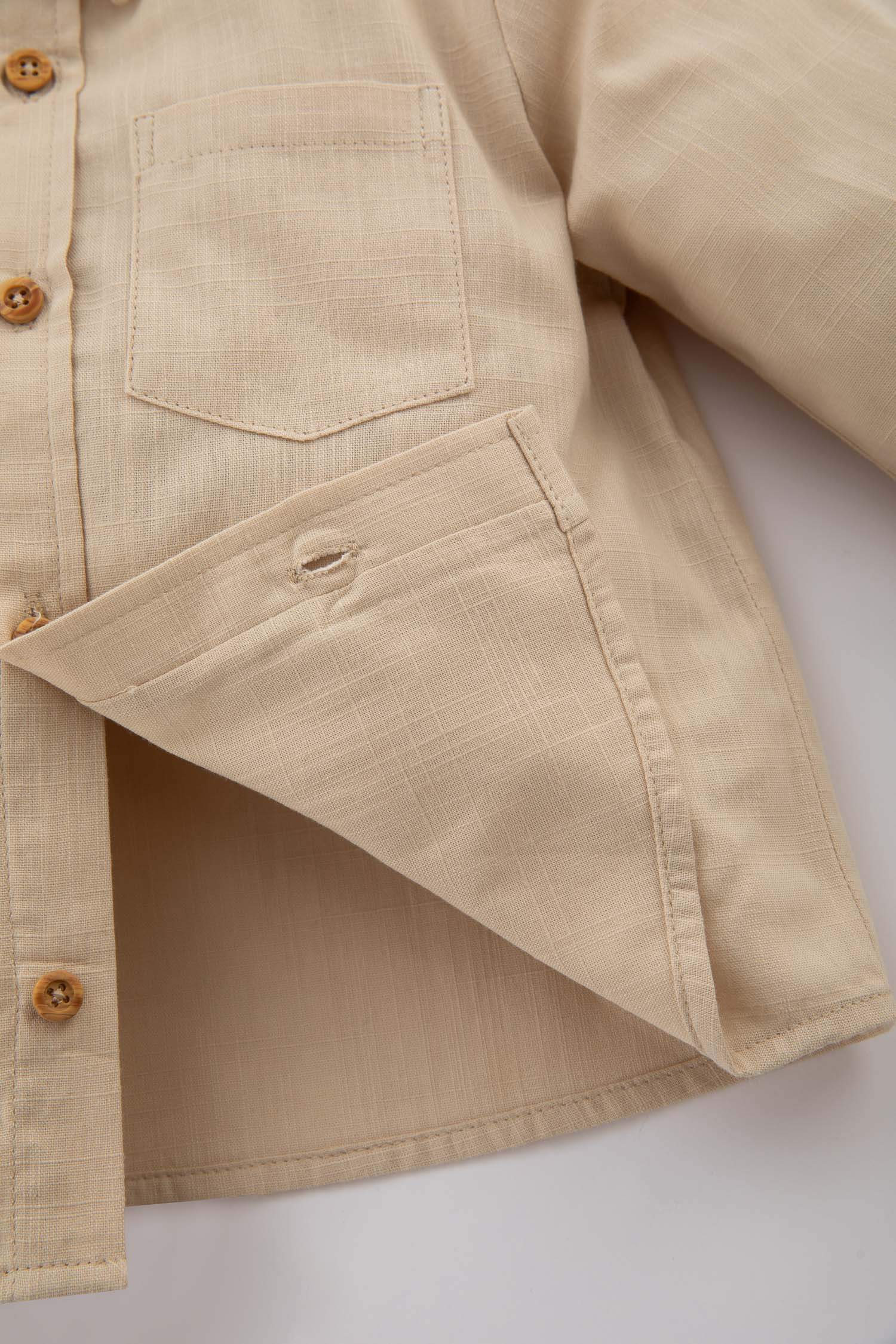 Baby Boy Poplin Basic Long Sleeve Shirt