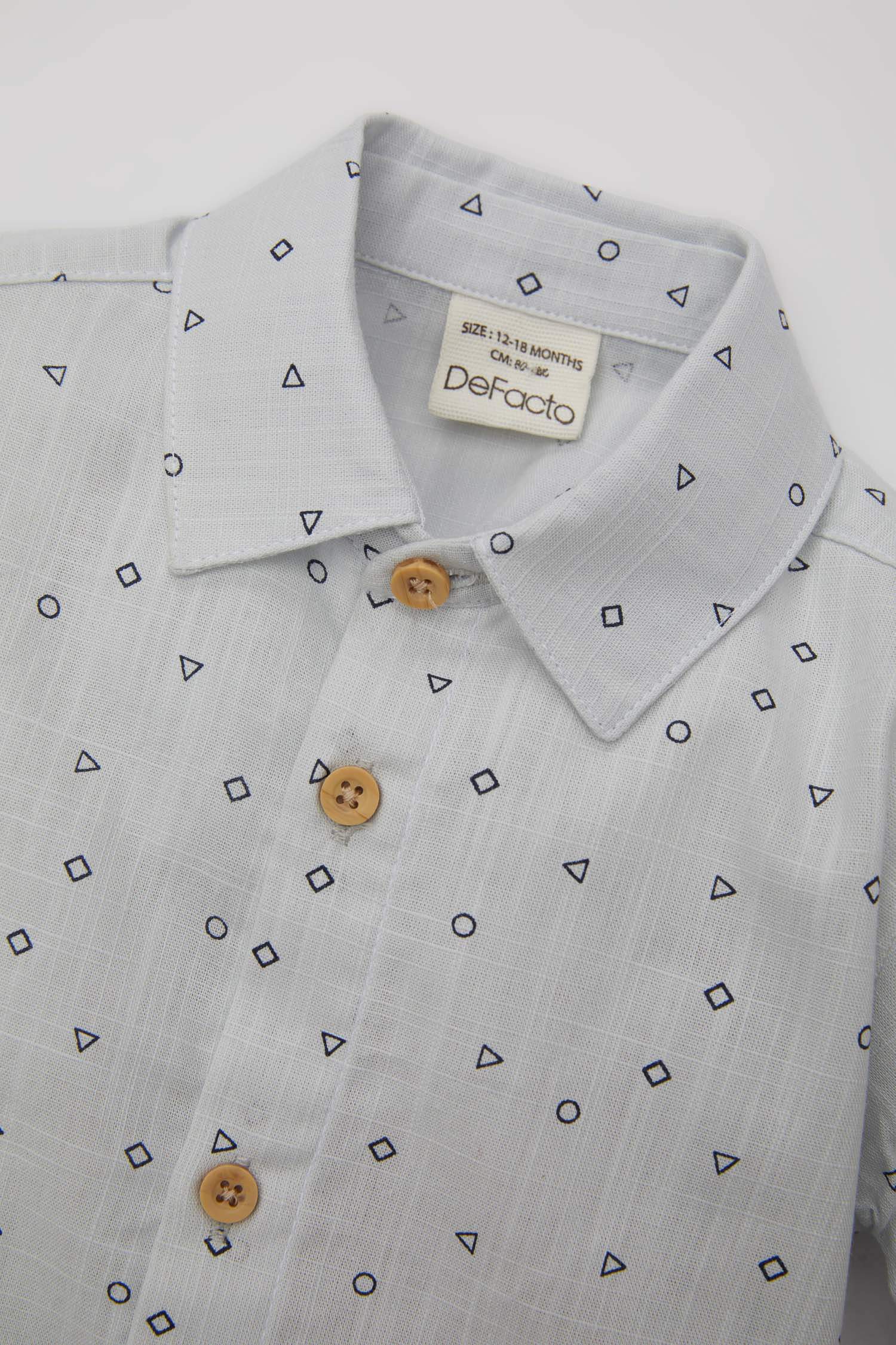 Erkek Bebek Vual Uzun Kollu Desenli Gömlek