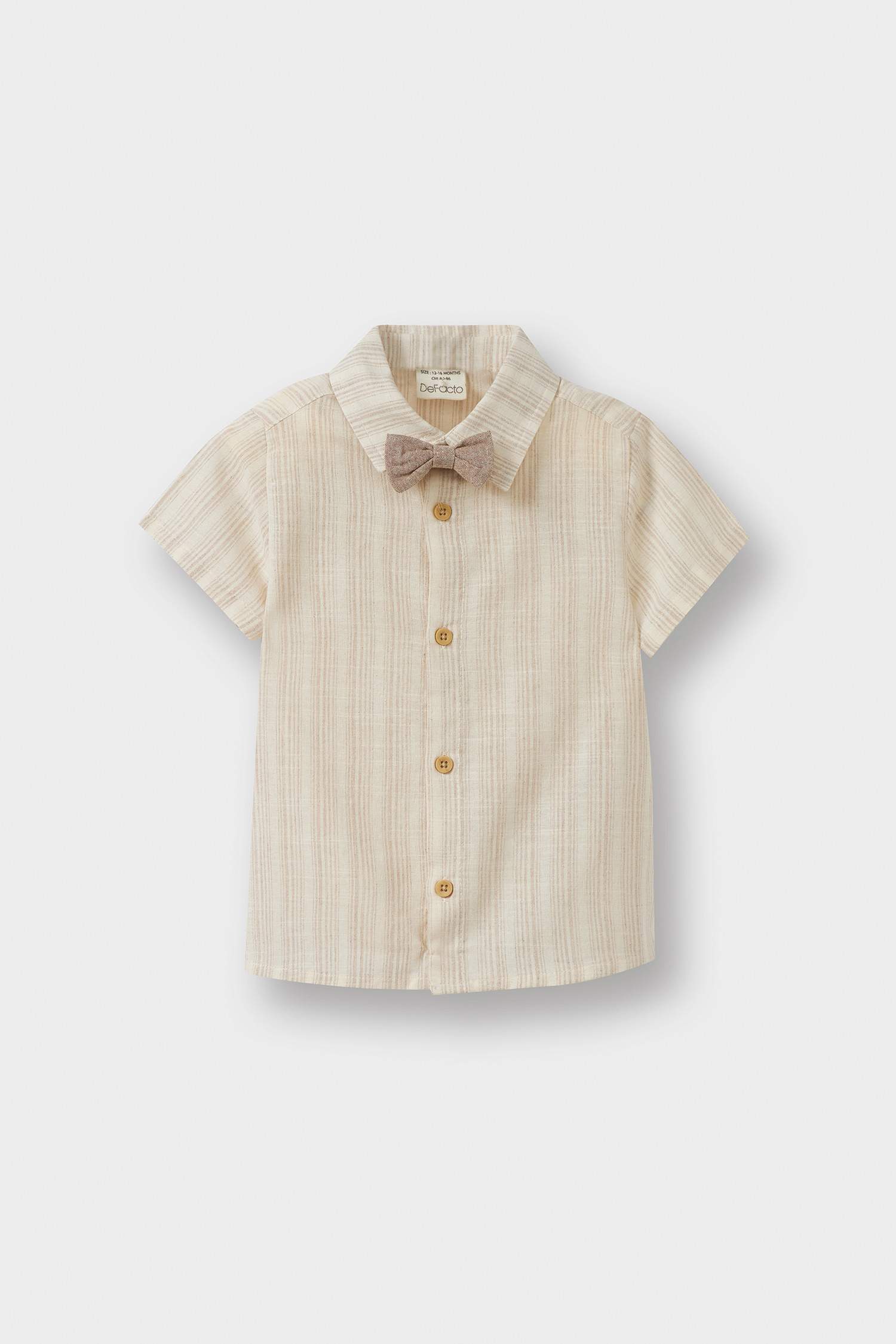 Erkek Bebek 4'lü Takım Çizgili Poplin Gömlek Şort Papyon Pantolon Askısı