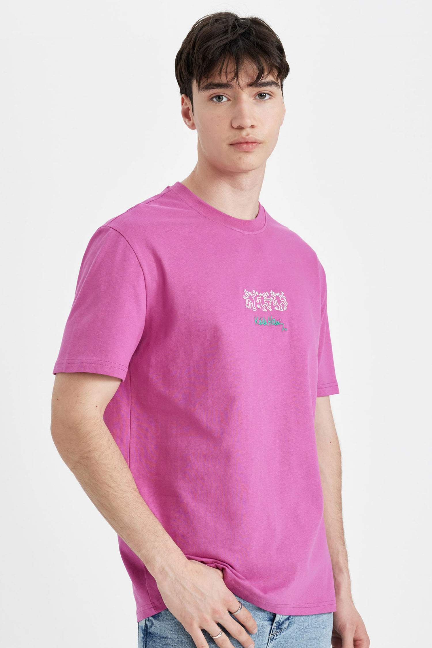 Regular Fit Keith Haring Licensed Crew Neck Printed Short Sleeve T-Shirt