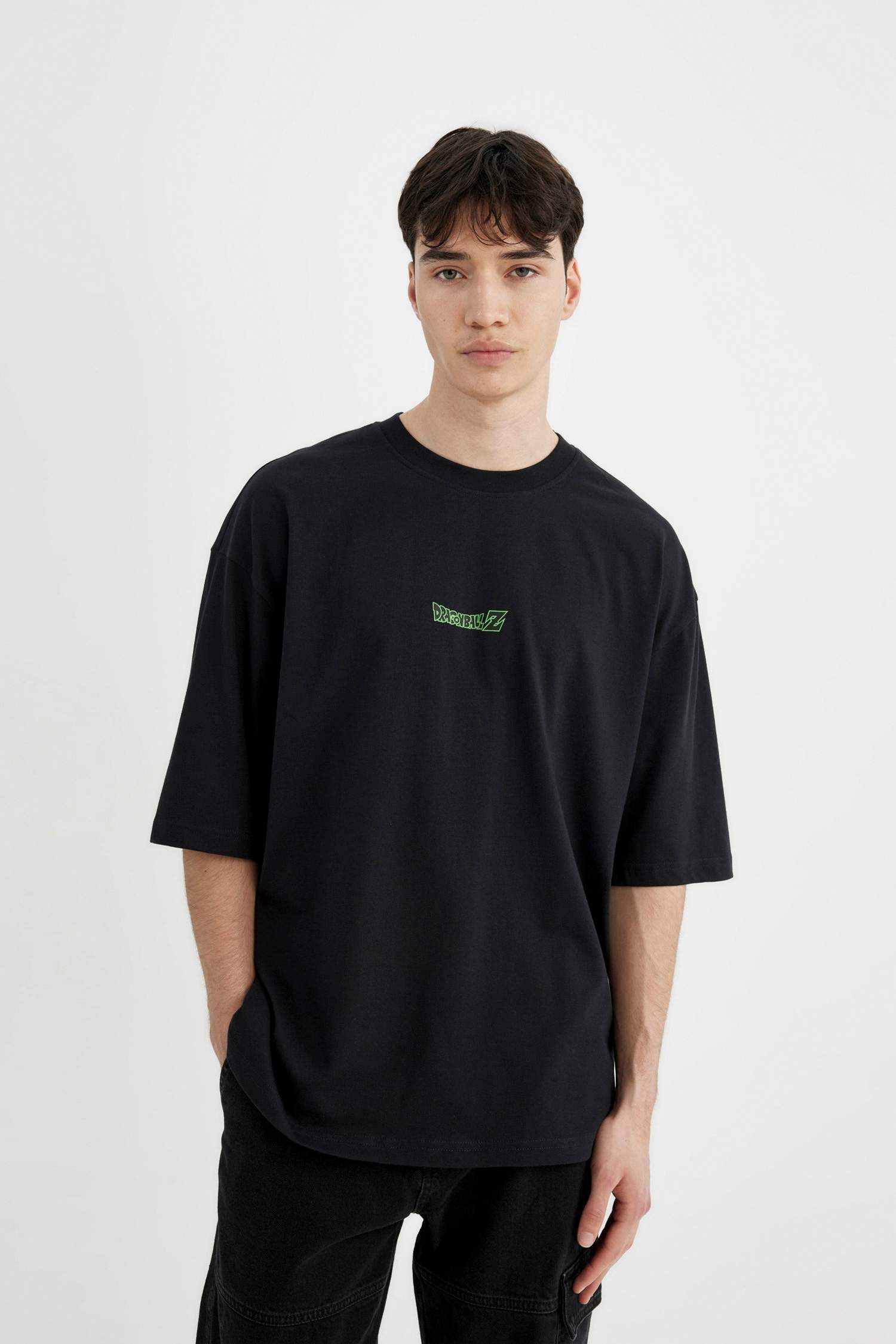 تيشيرت جيرسي مطبوع قصة فضفاضة بياخة مستديرة